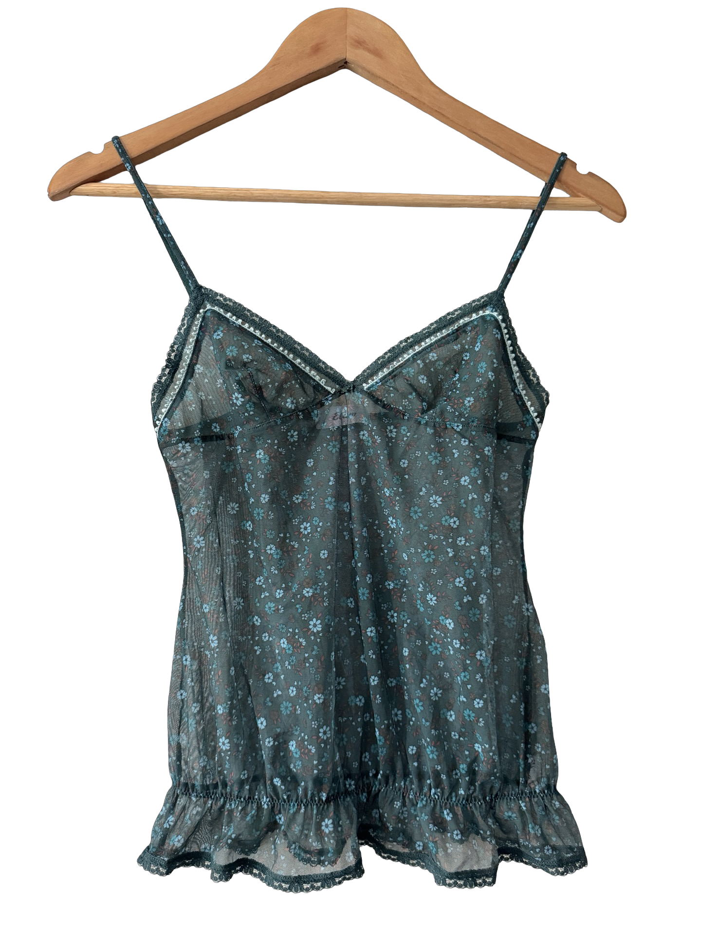 Vintage Y2K French Midnight Meadow Lace Cami (S)