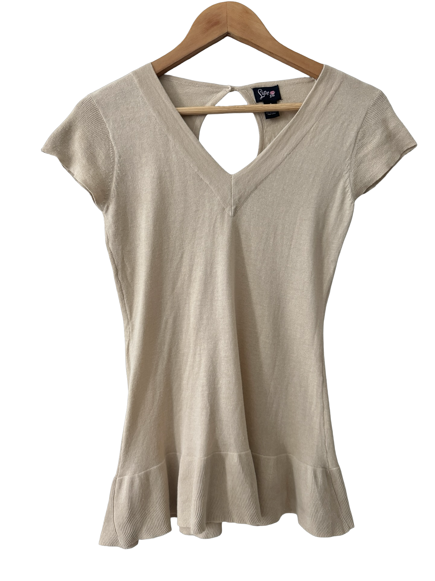 Vintage 90s Oatmeal Knit Peplum Top (S)