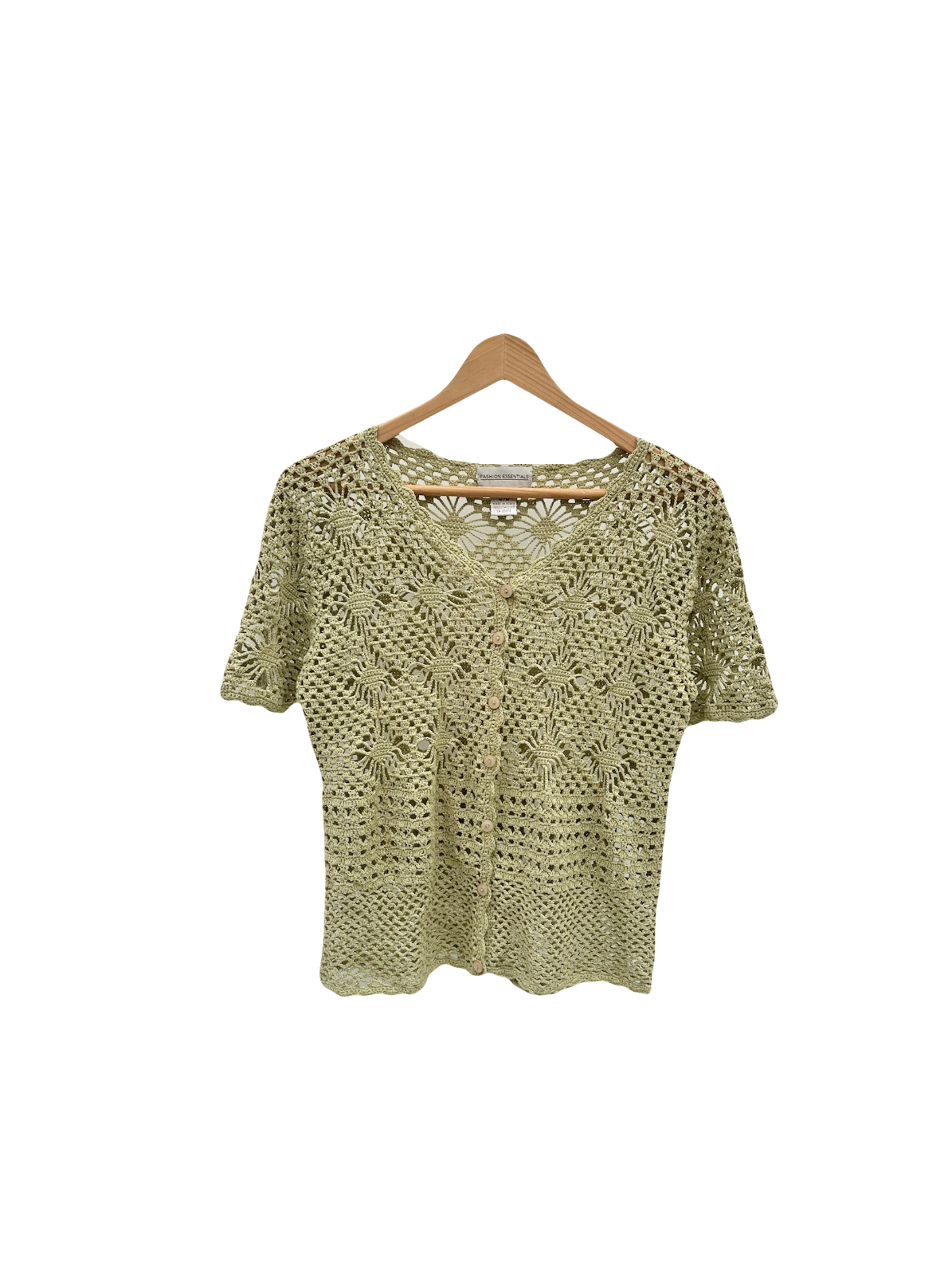 Vintage 90s Avocado Crochet Knit Top (M)