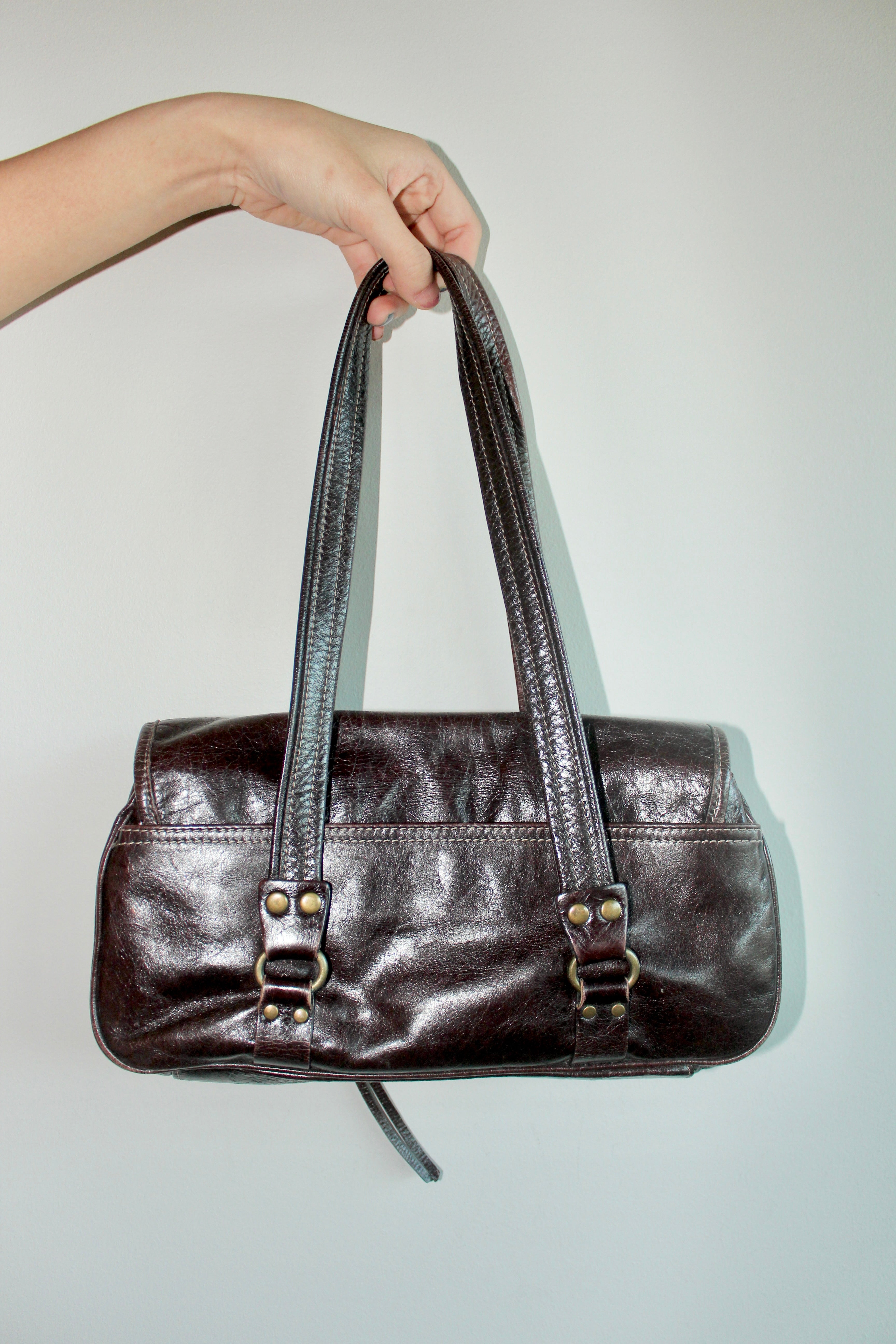 Vintage Parisian Leather Chocolate Purse