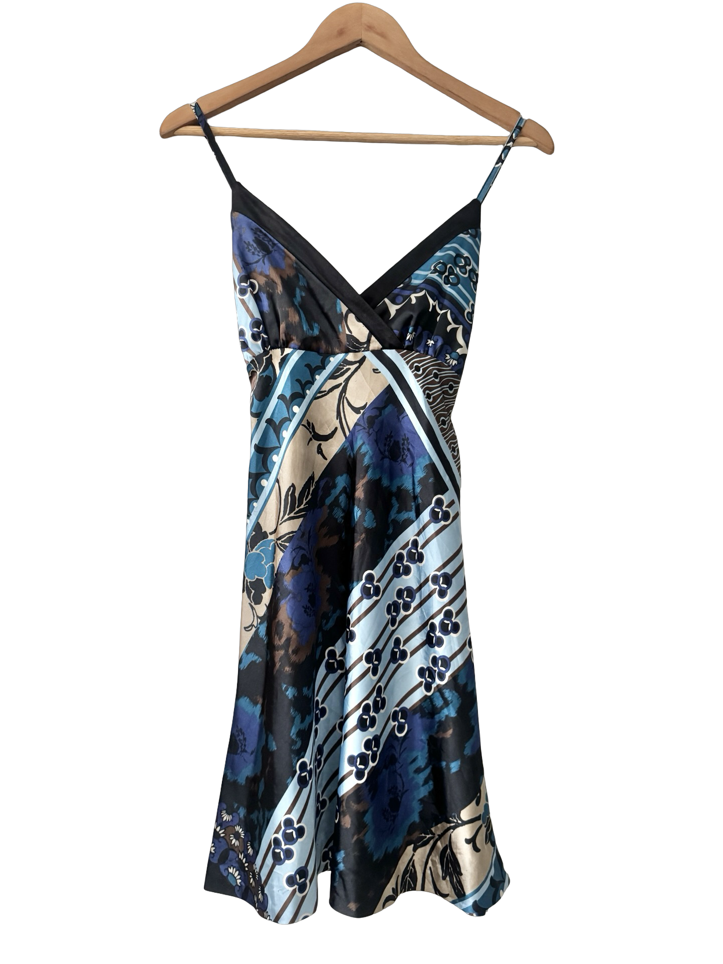 Vintage Y2K Retro Midnight Garden Tie Slip Dress (S)