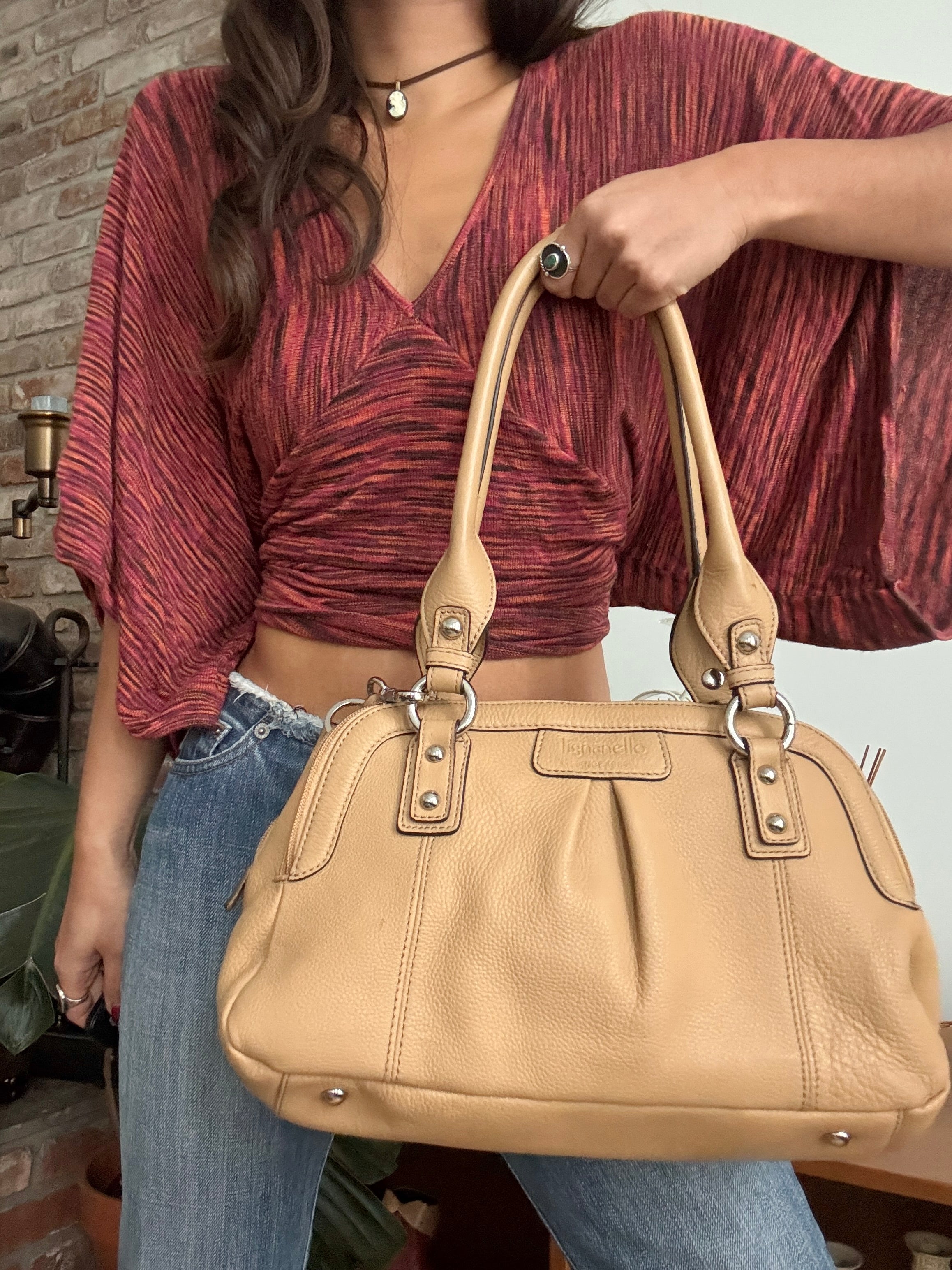 Vintage Y2K Latte Girl Leather Bag