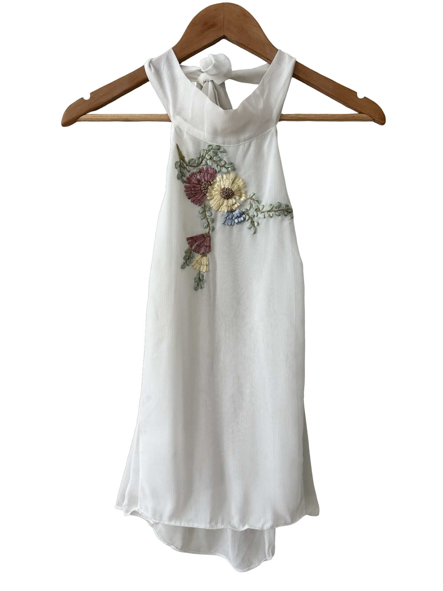 Vintage 90s White Embroidered Halter Dress (S-M) Vintage 90s White Embroidered Halter Dress (S-M)