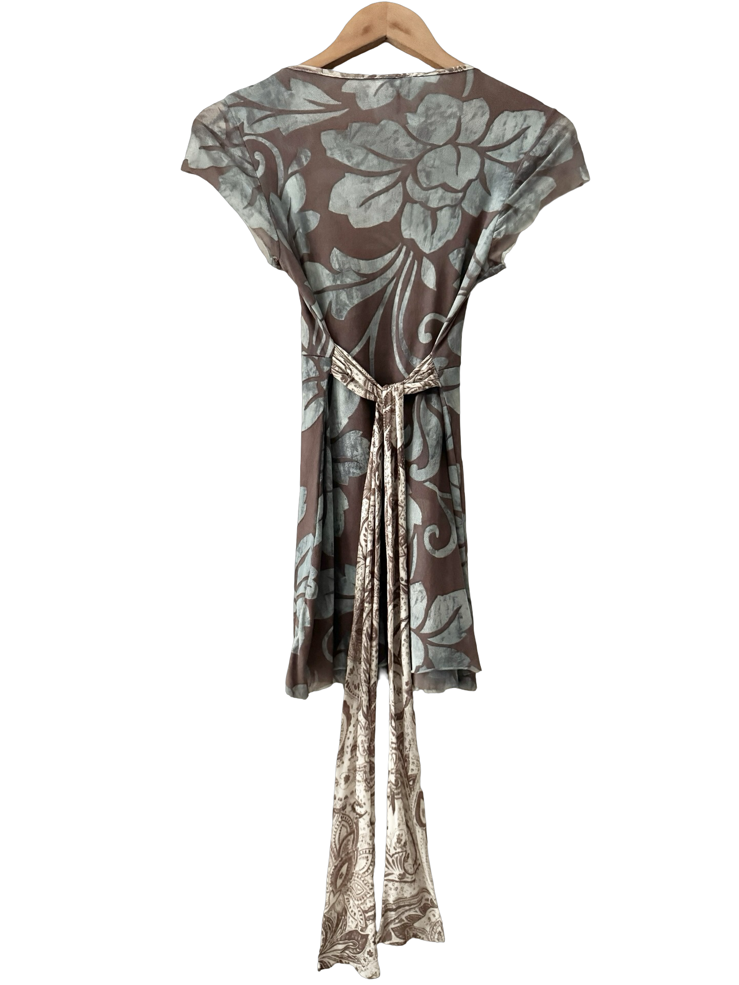 Vintage Y2K Woodland Vine Gauzy Tie Back Top (M)