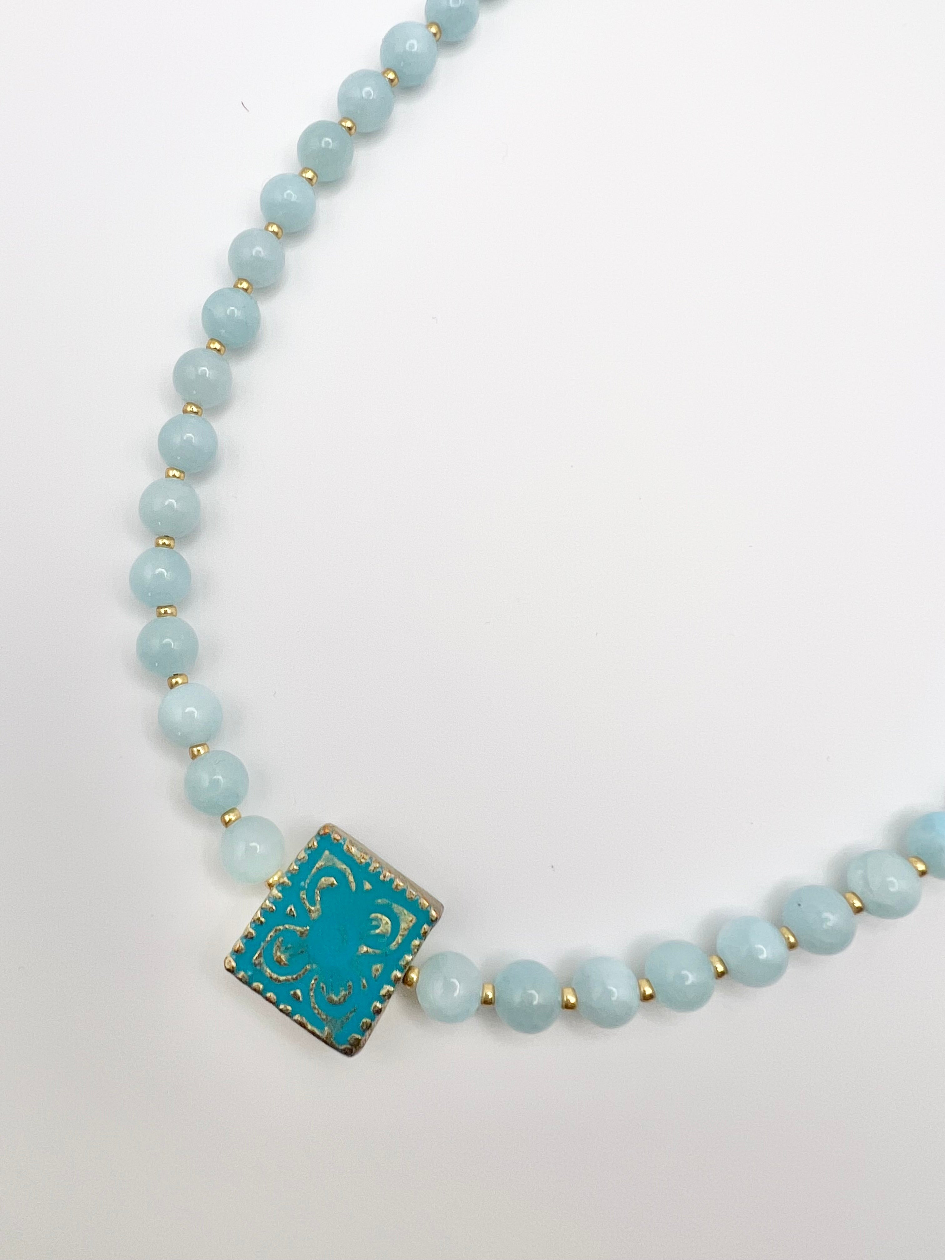 Dainty Blue Beaded Necklace