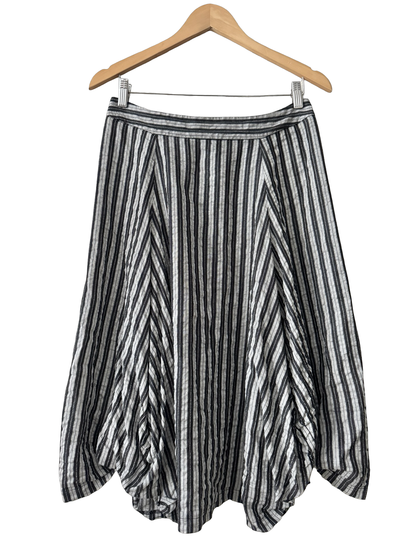 Vintage 90s Art School Striped Balloon Midi Skirt (S-M)