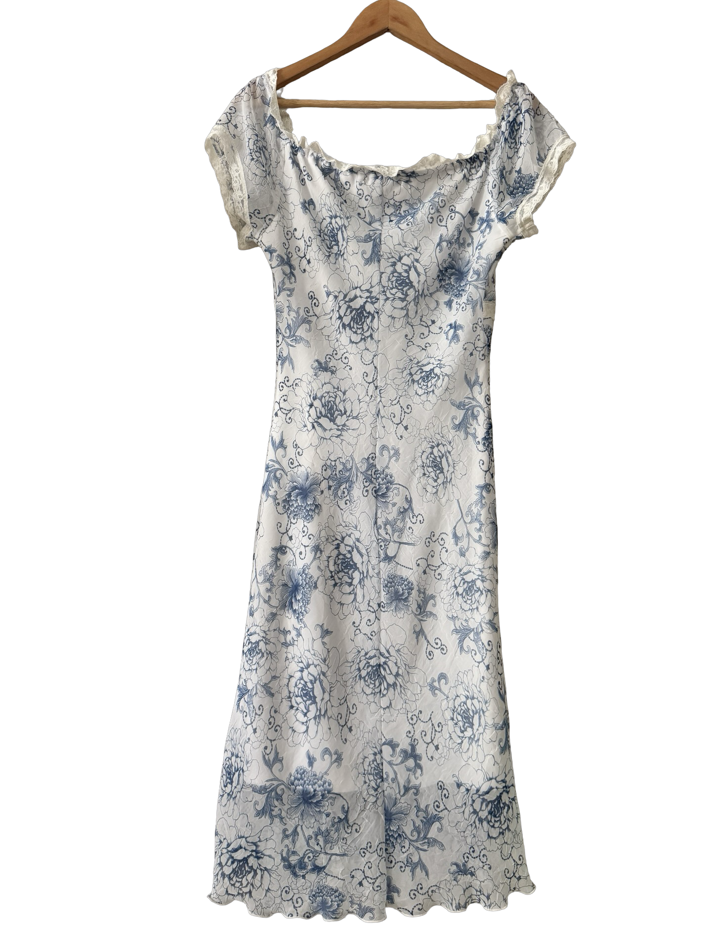 Vintage 90s Porcelain Floral Midi Dress (M)
