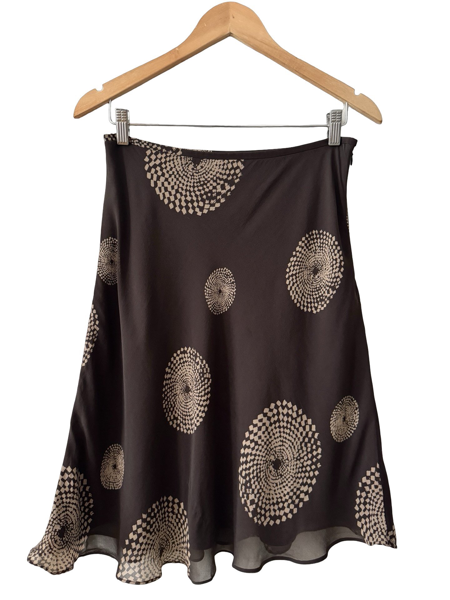 Vintage Y2K Chocolate Silk Midi Skirt (S)