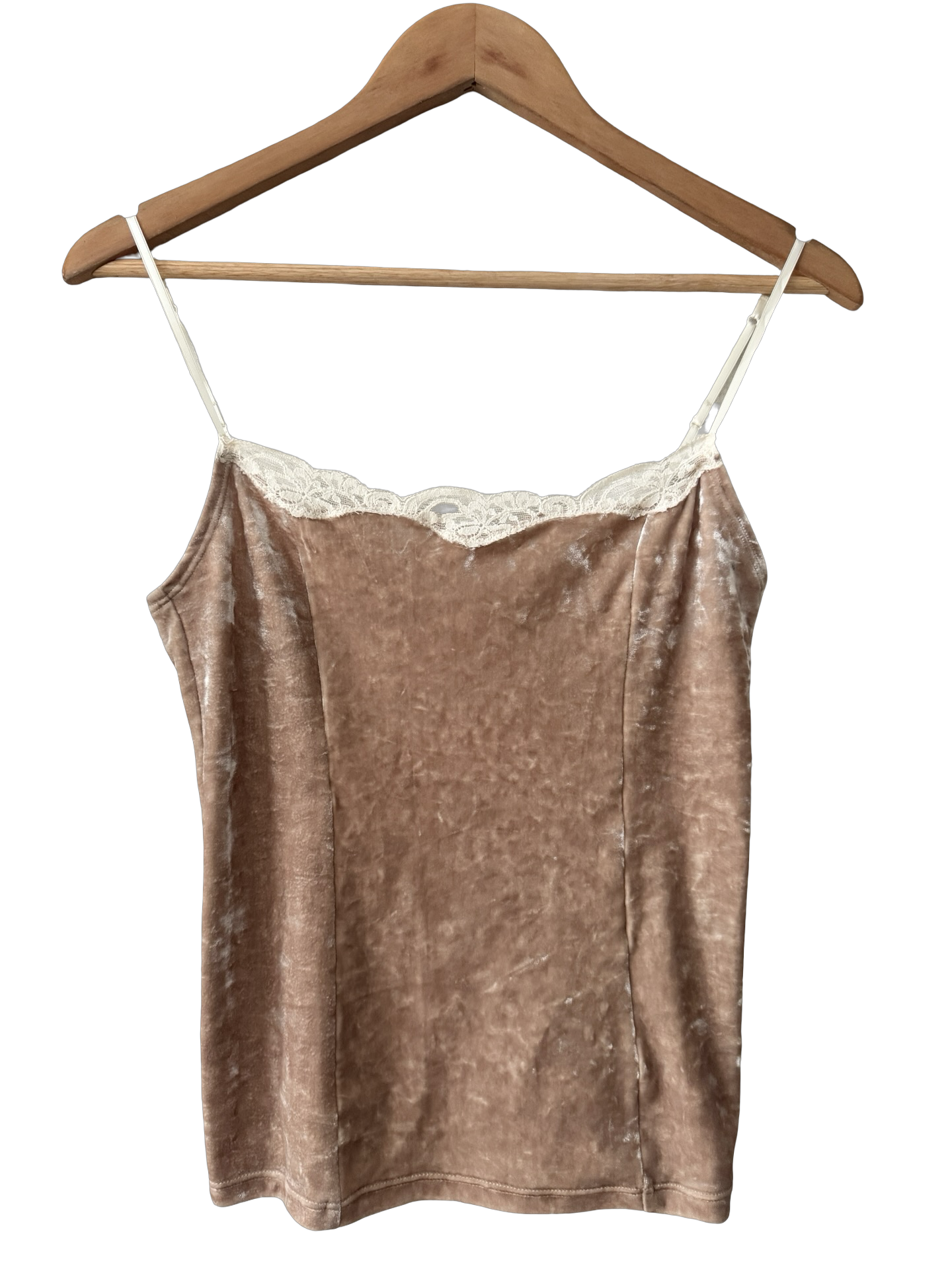 Vintage 90s Champagne Crush Velvet Lace Camisole (S)