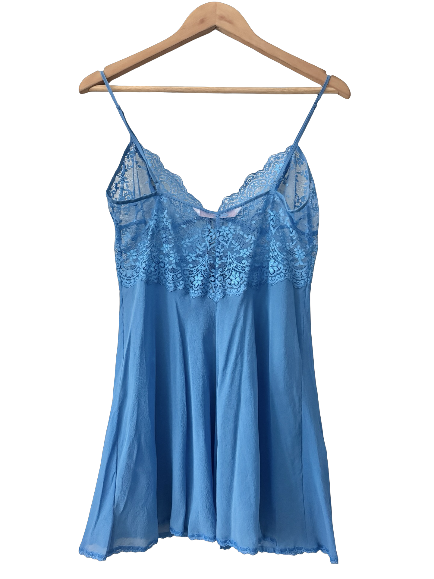 Vintage Y2K Dainty Periwinkle Lace Silk Cami (M)