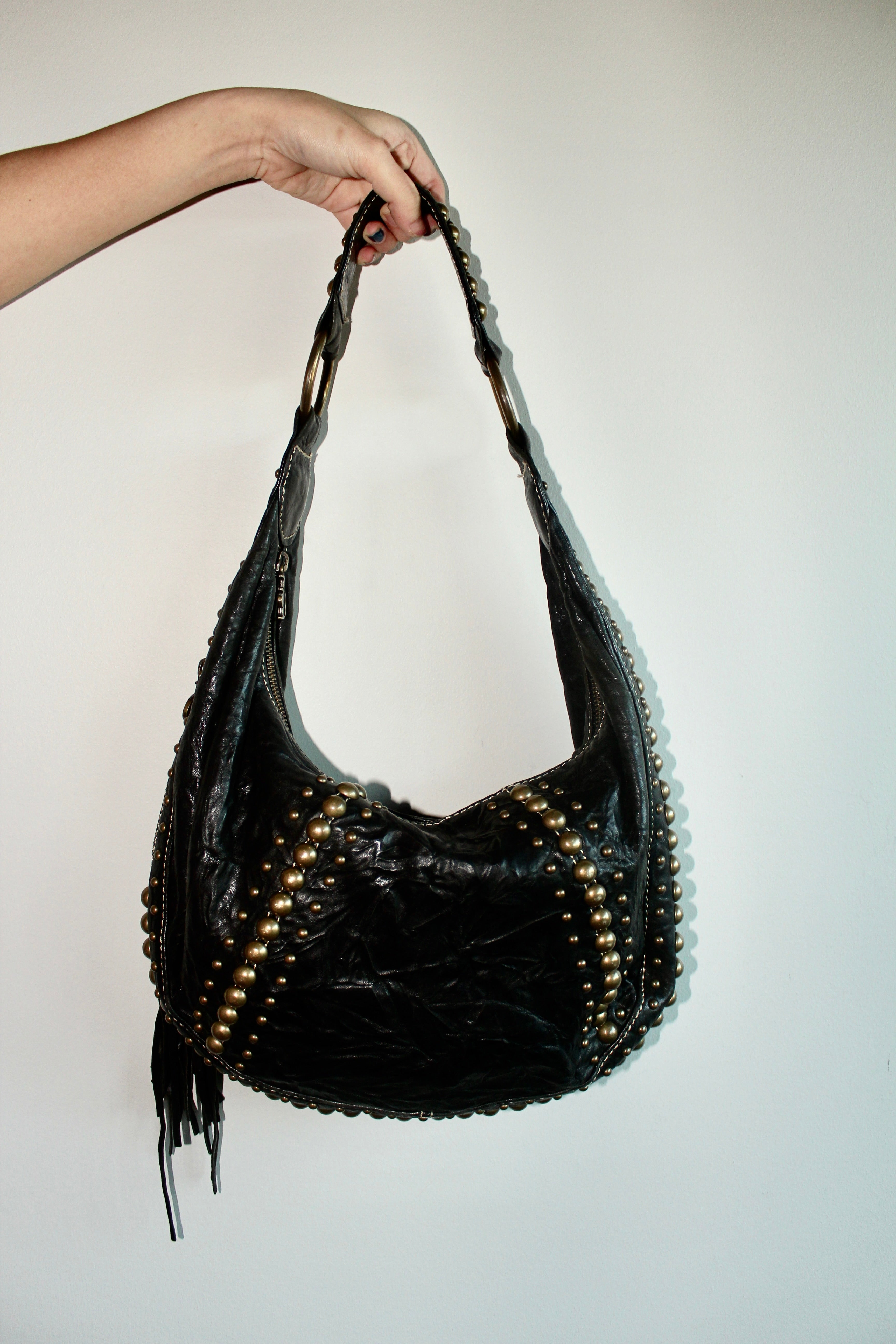 Vintage Studded Slouchy Biker Purse