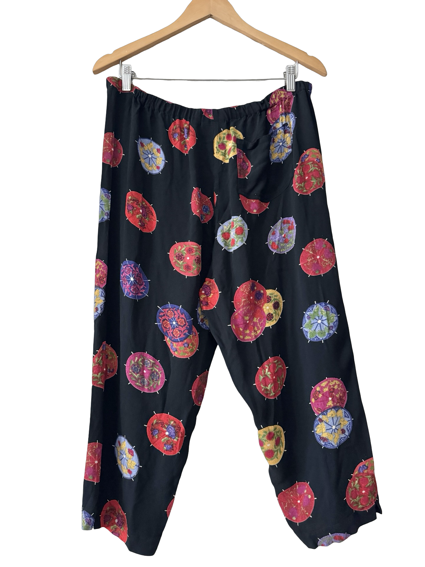 Vintage 90s Art Girl Parasol Print Trousers (L)
