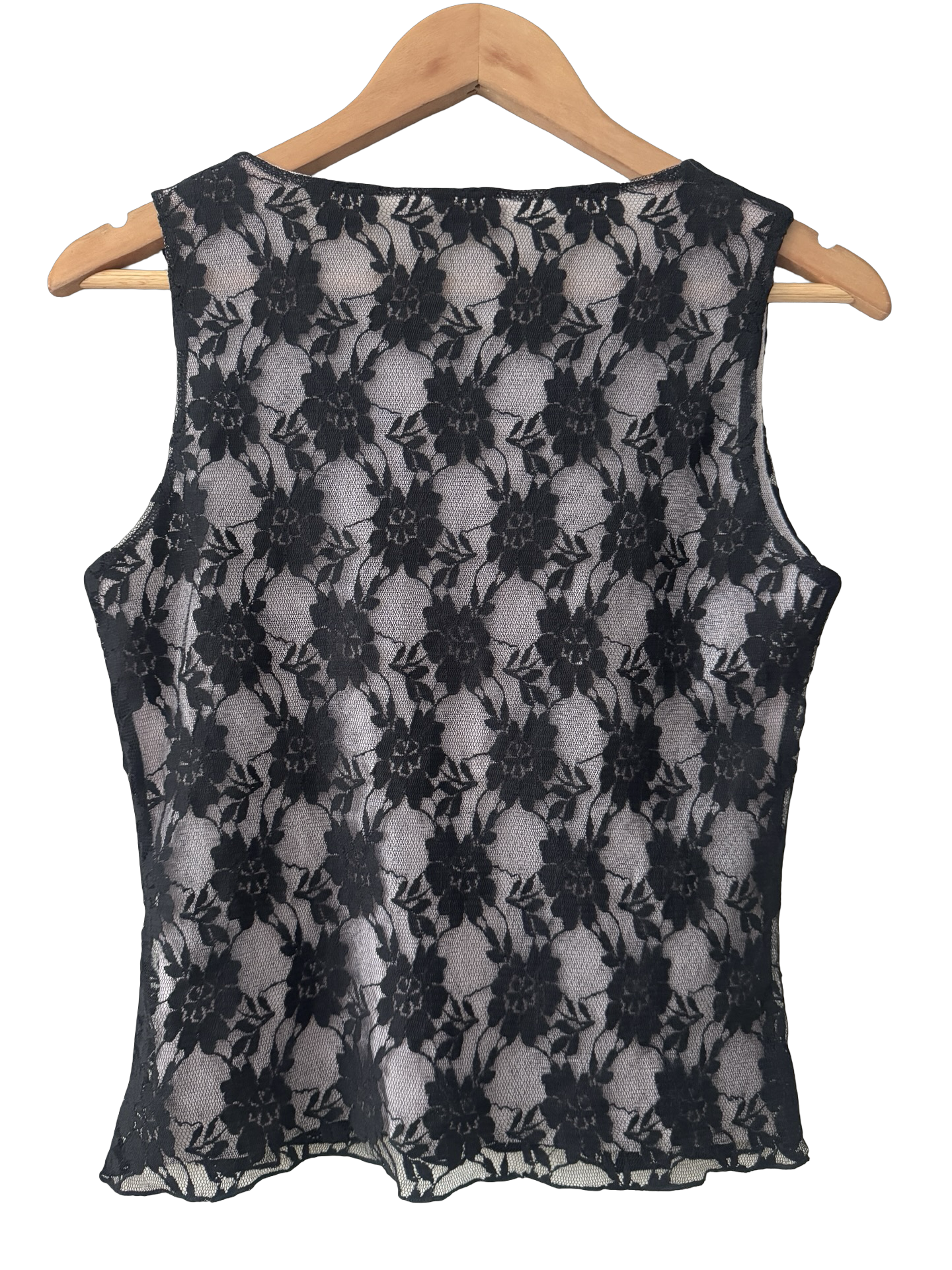 Vintage Y2K Noir Lace Mesh Tank (M)