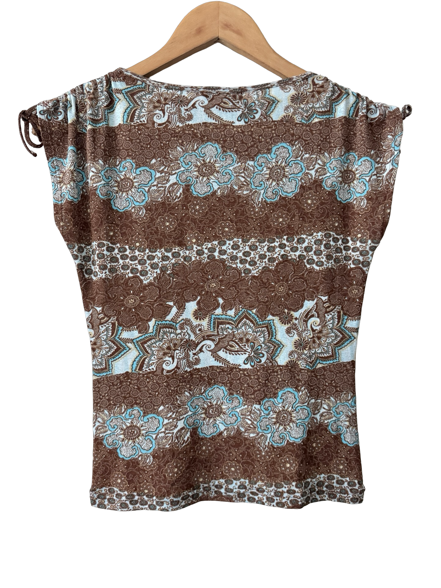 Vintage 90s Canyon Bloom Mesh Cap Sleeve Top (M)
