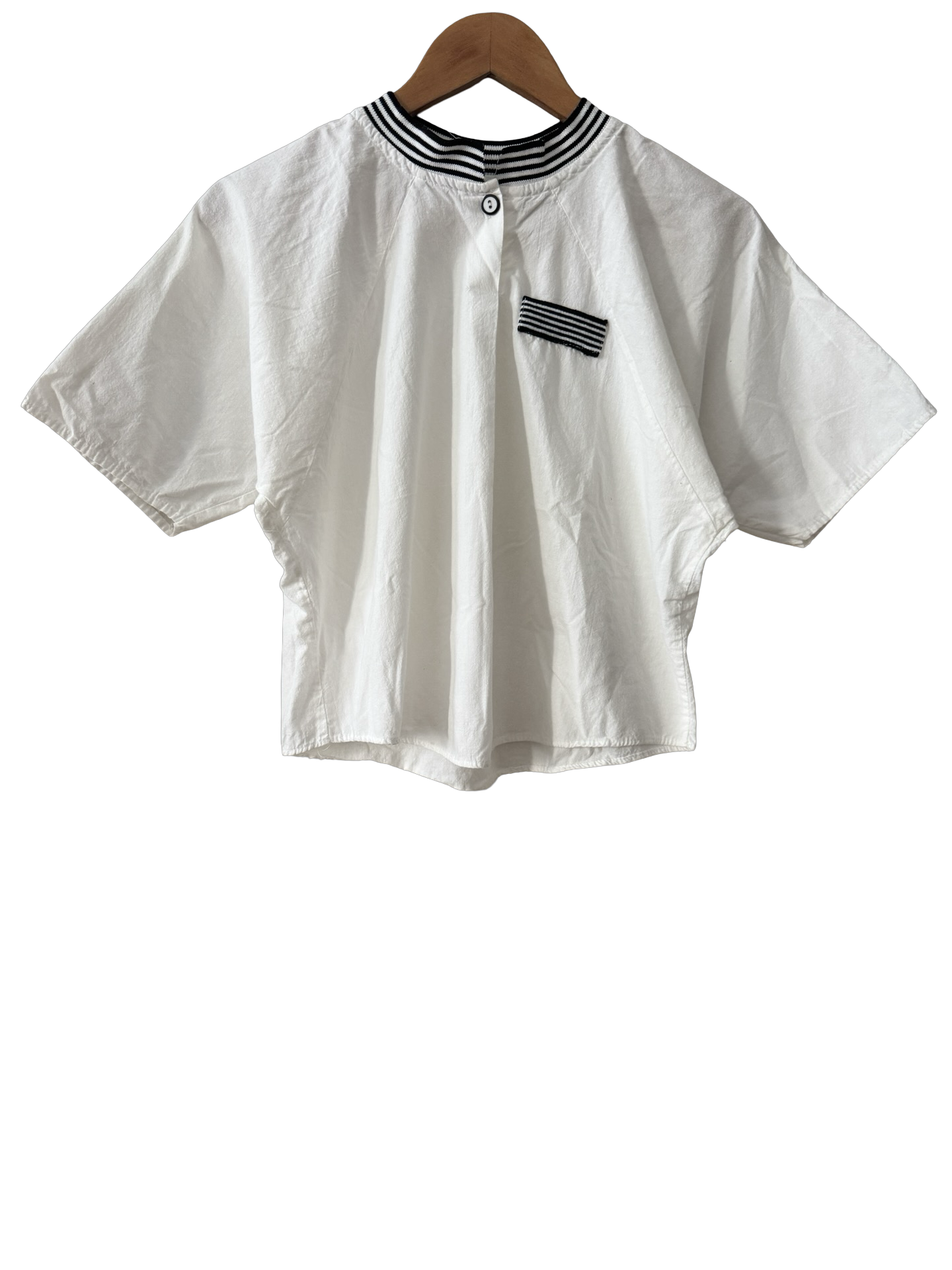 Vintage 80s Little Sailor Striped Collar Blouse (S/M)