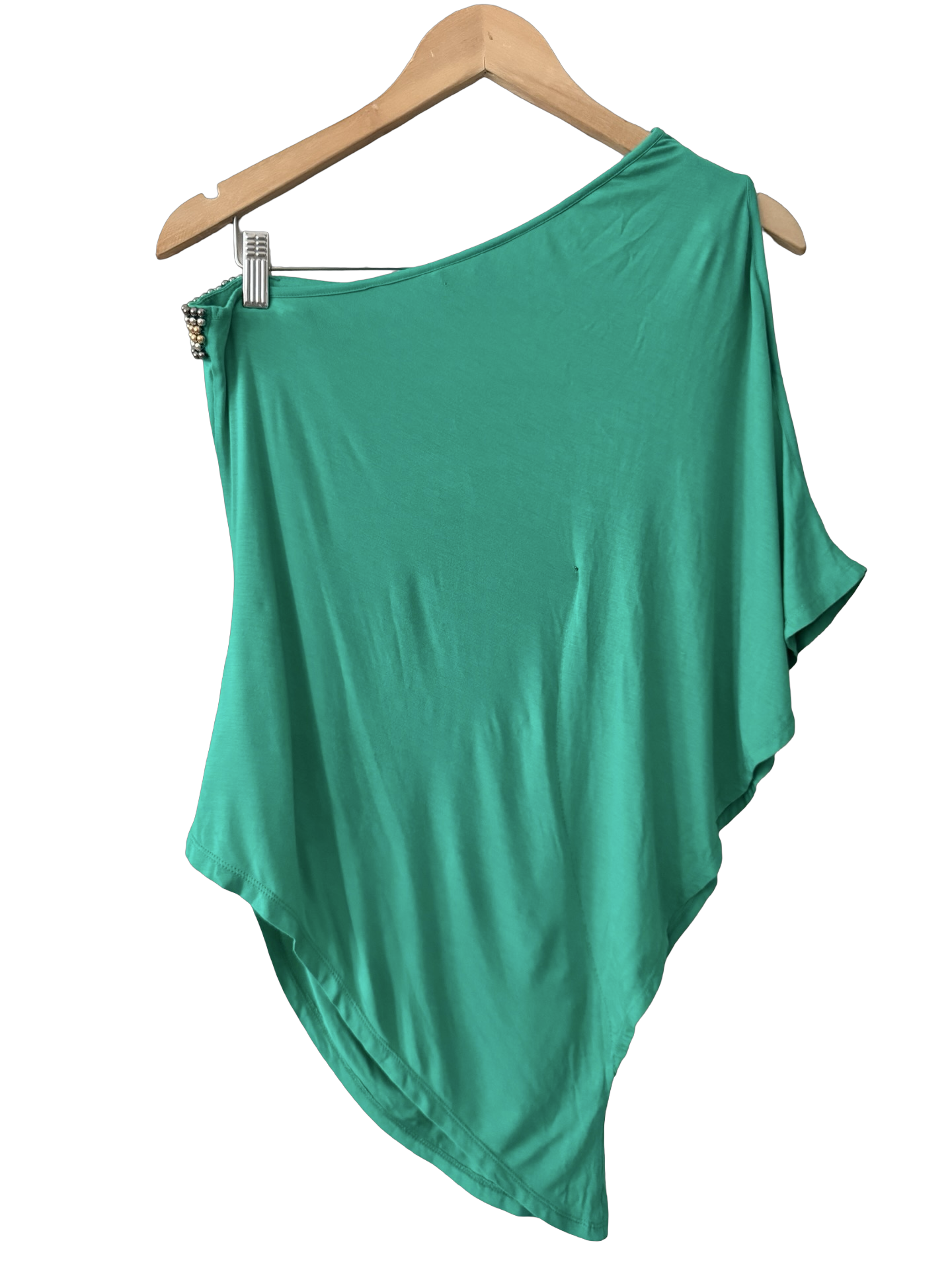 Vintage BeBe Embellished Off-Shoulder Drape Top (XS/S)