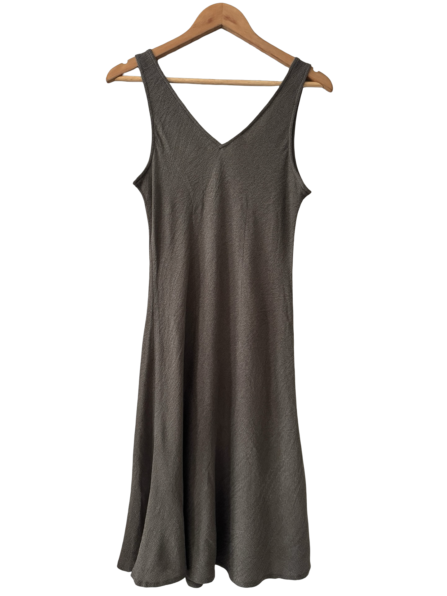 Vintage 90s Minimalist Olive Toffee Textured Midi Dress (M/L)