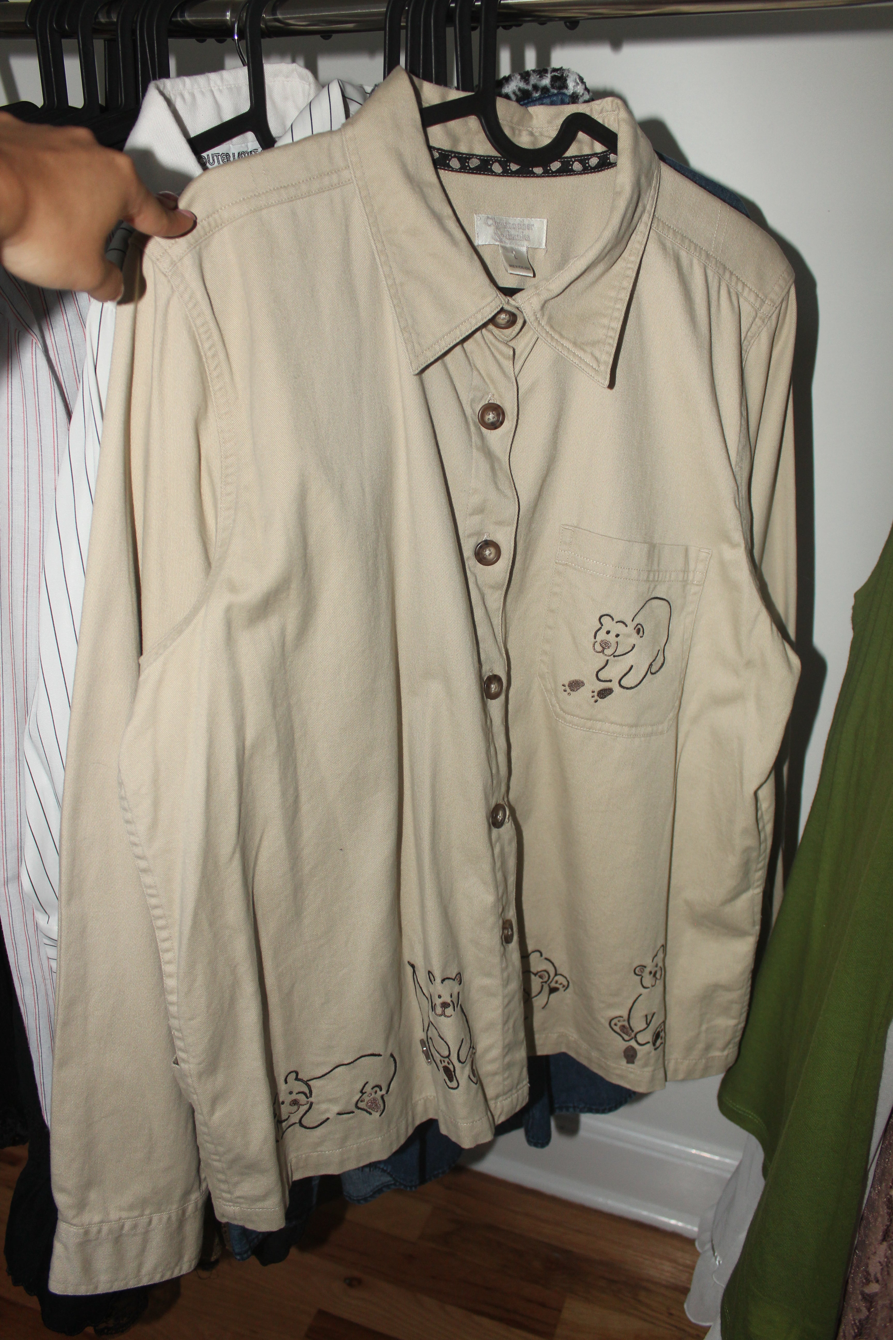 Vintage 90s Baby Bear Embroidered Shacket (L)