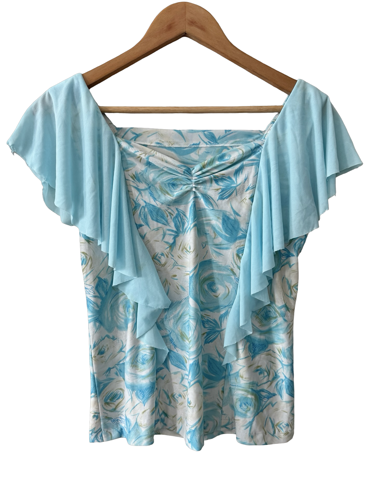 Vintage 90s Bluebell Flutter Sleeve Top (M)