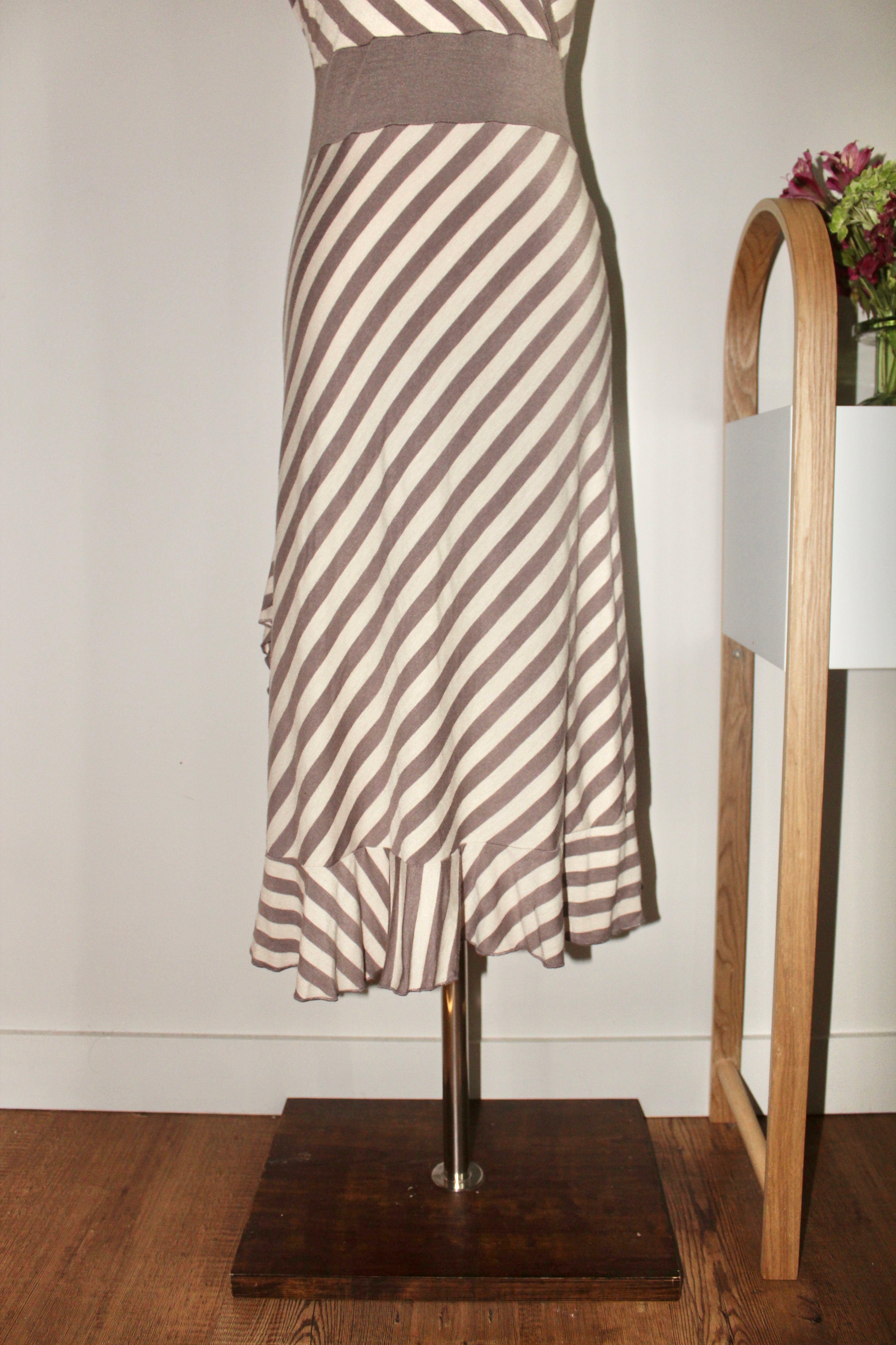 Vintage 90s Striped Halter Midi Dress (S)