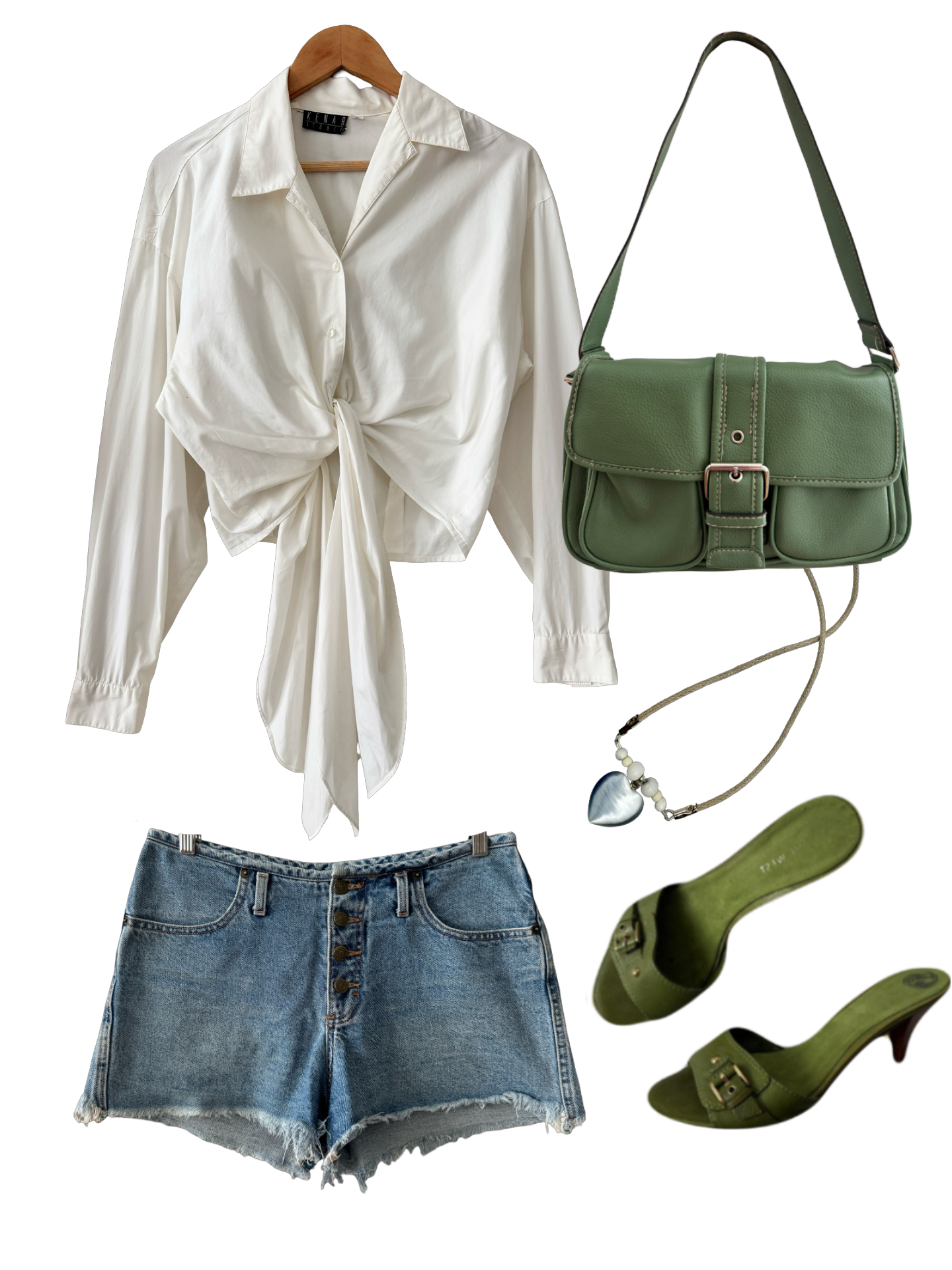 Vintage Y2K Ivory Romance Tie-Front Blouse (M)