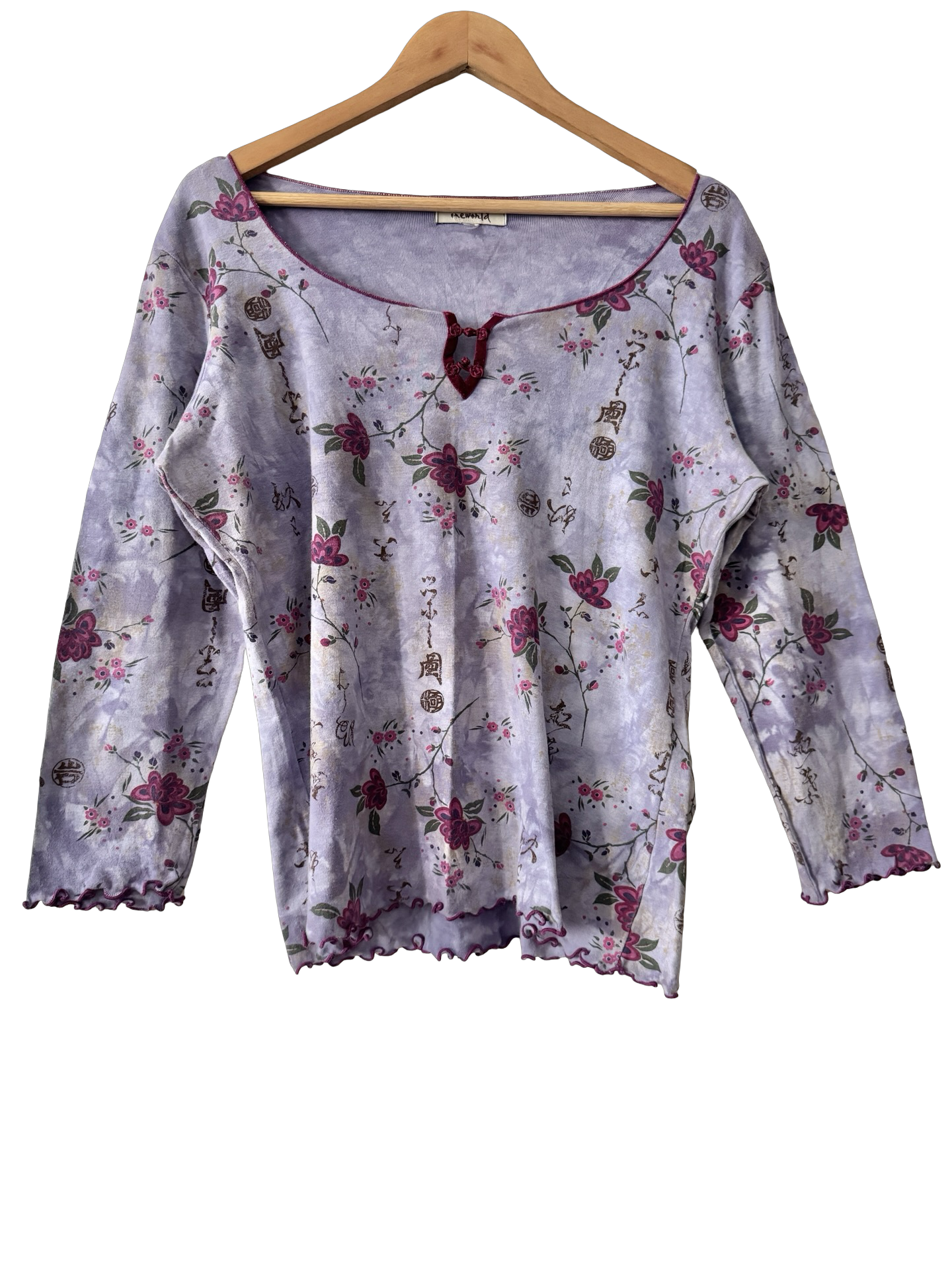 Vintage 90s Lavender Blossom Floral Long Sleeve Top (XL)