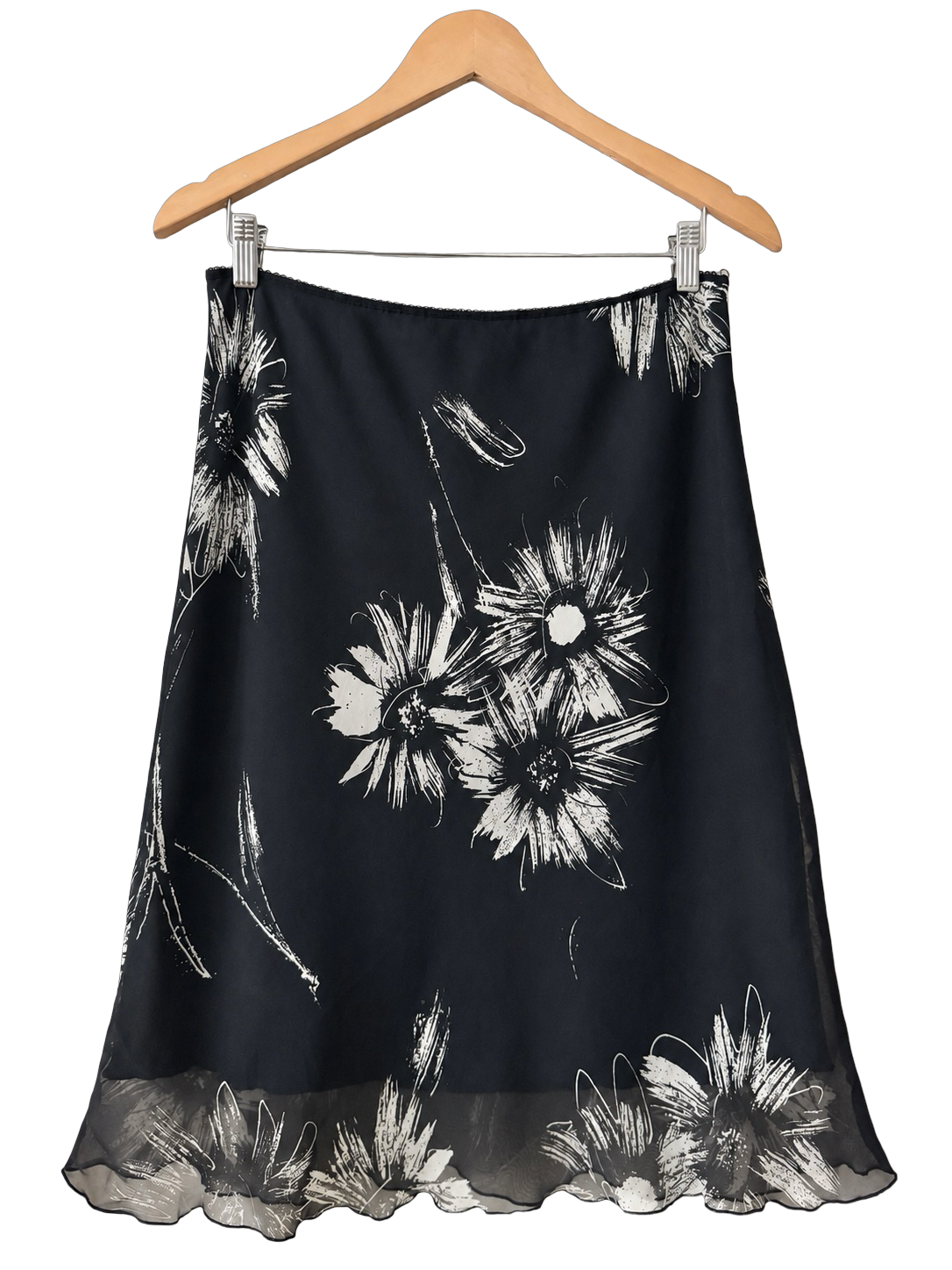 Vintage Y2K Midnight Daisy Slip Skirt (M-L)