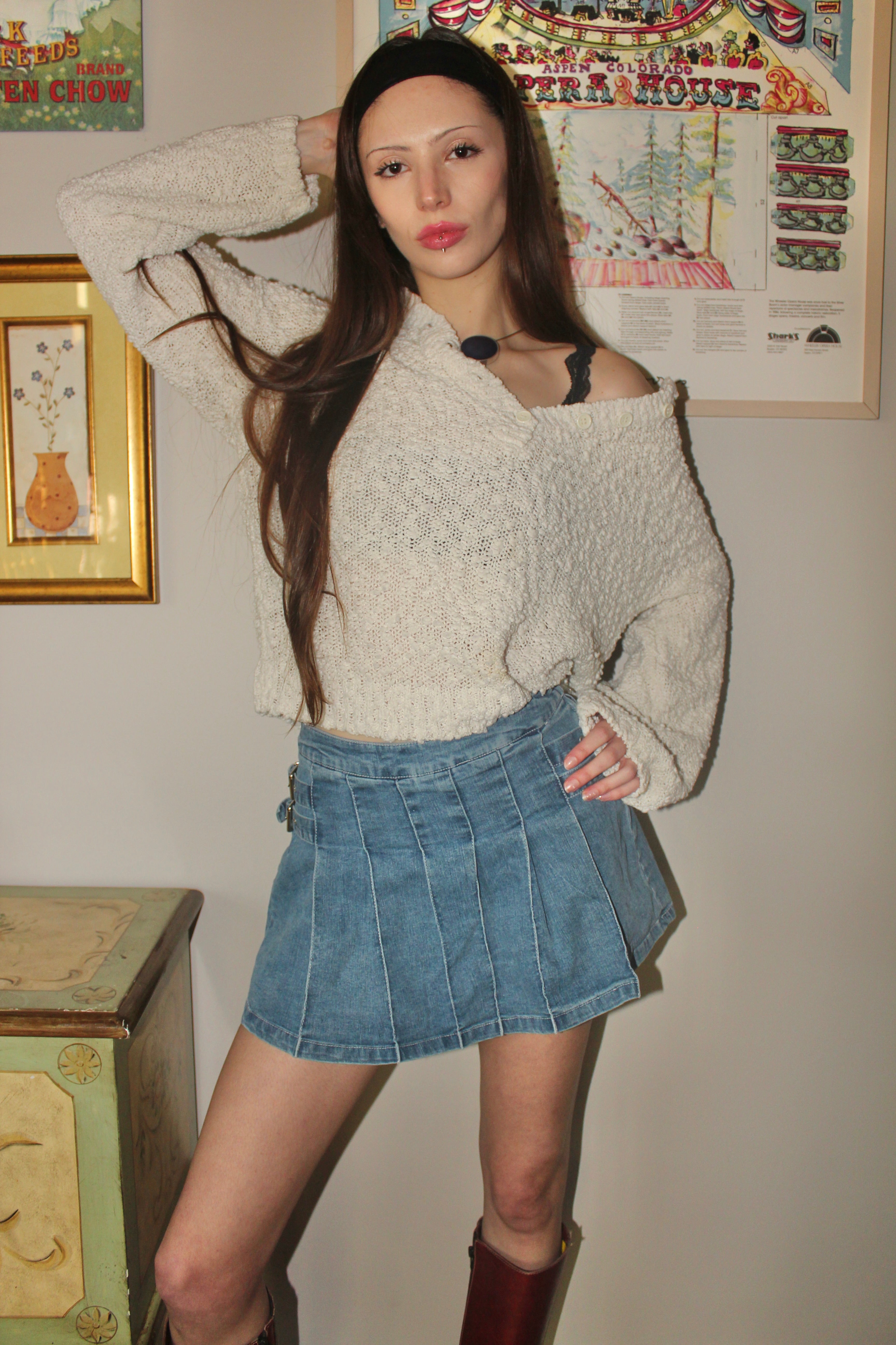 Vintage 90s Textured Knit Polo Sweater (S/M)