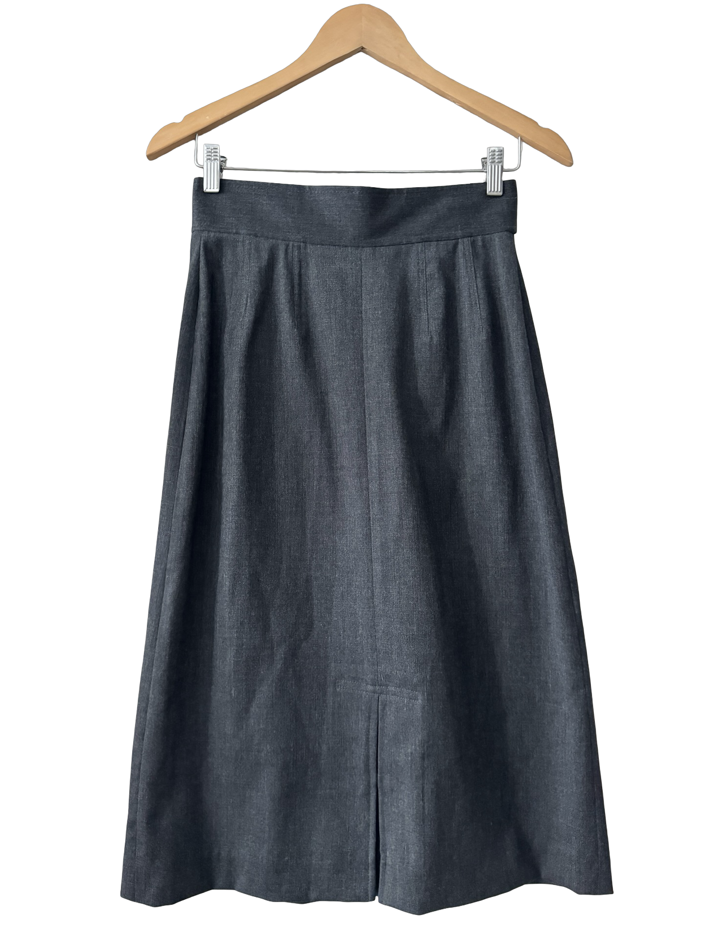 Vintage 90s Charcoal Wrap-Waist Midi Skirt (S)