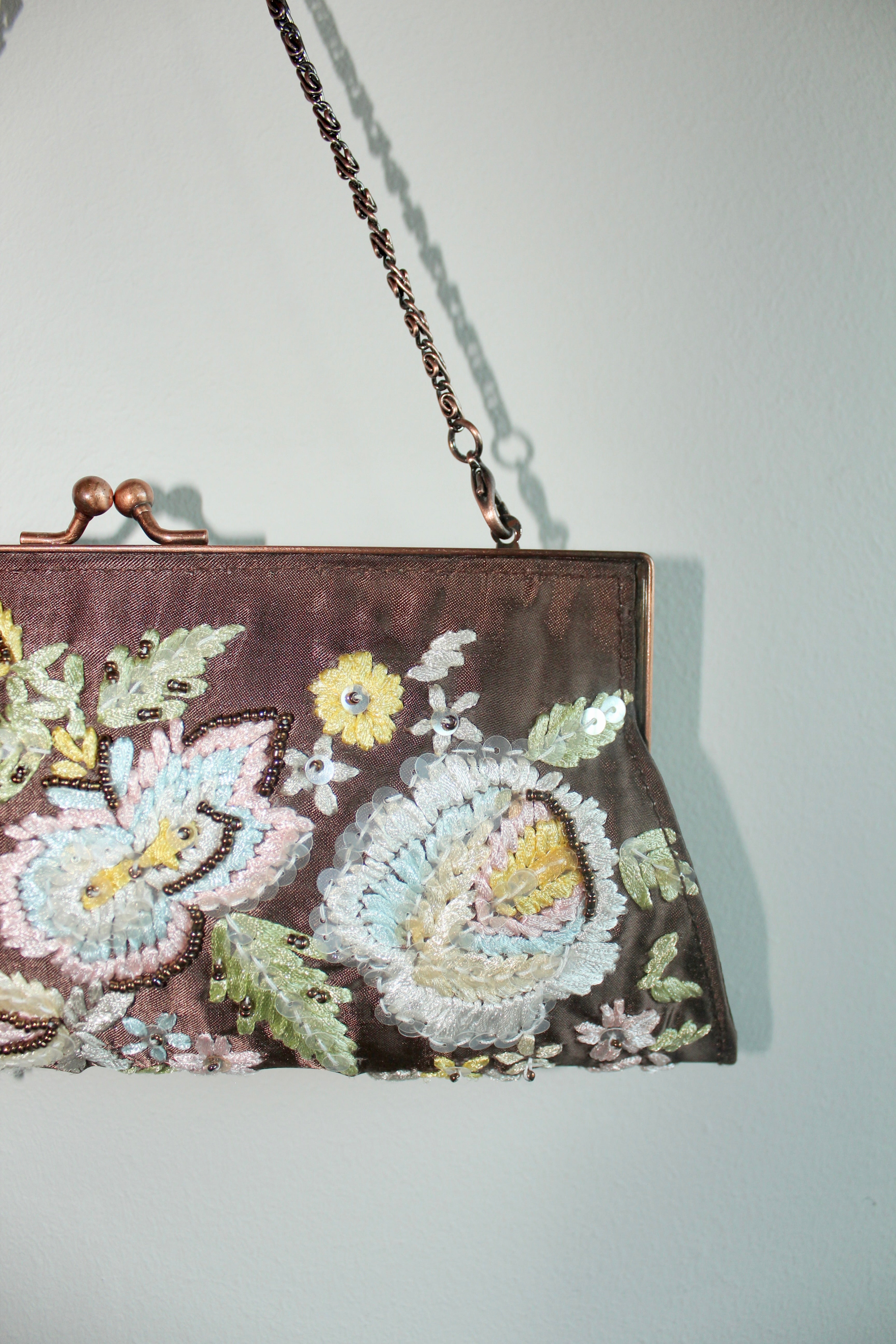 Vintage 90s Italian Floral Beaded Purse