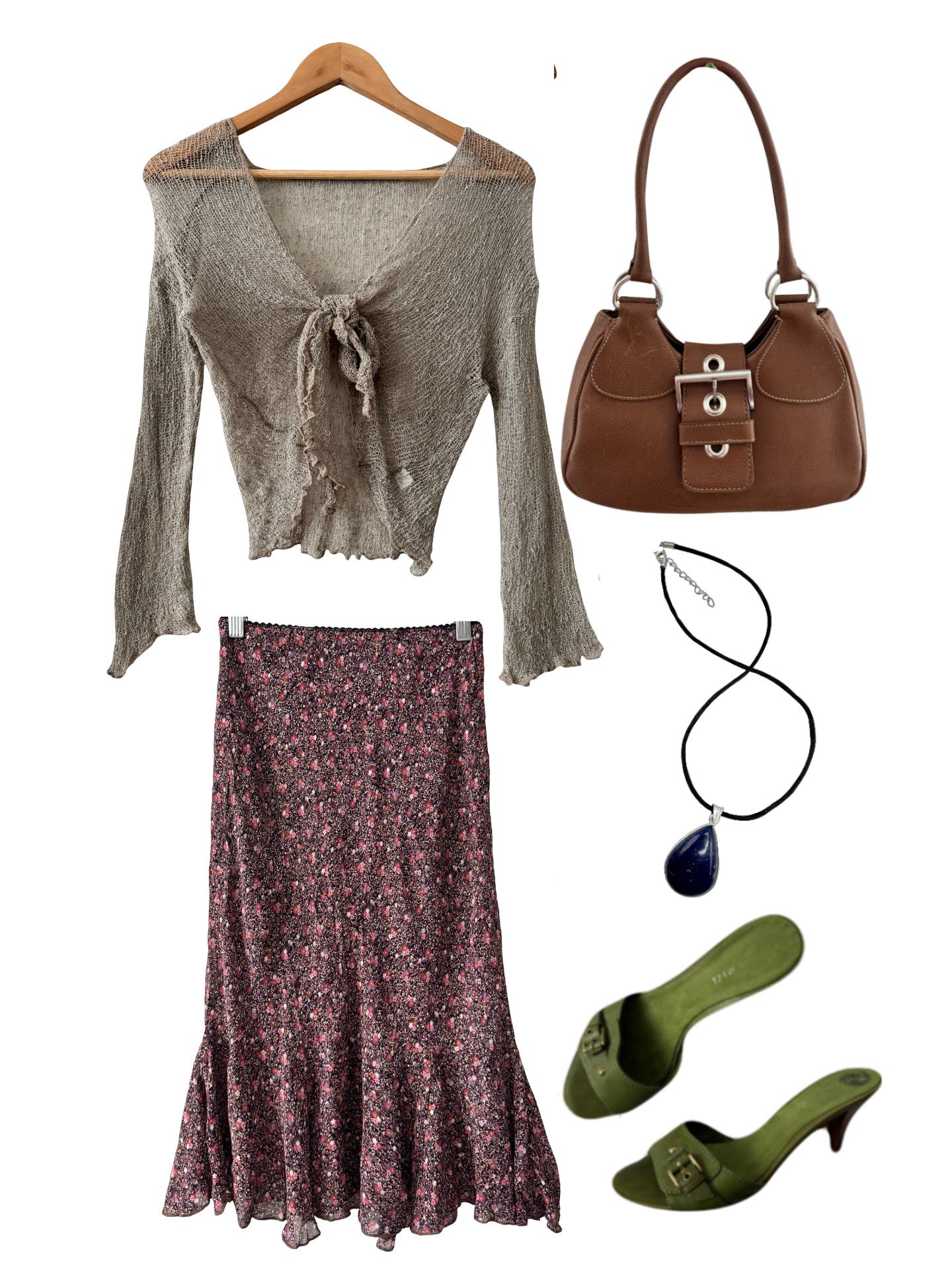 Vintage Y2K Gauzy Taupe Tie Top (one size)