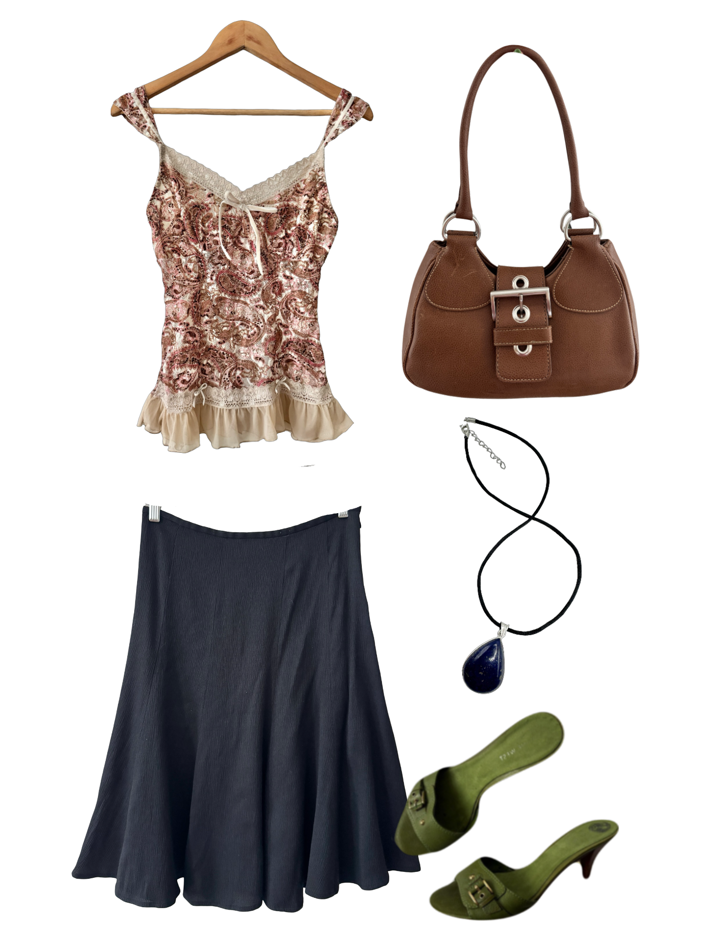 Vintage Y2K Paisley Lace Ruffle Cami (S/M)