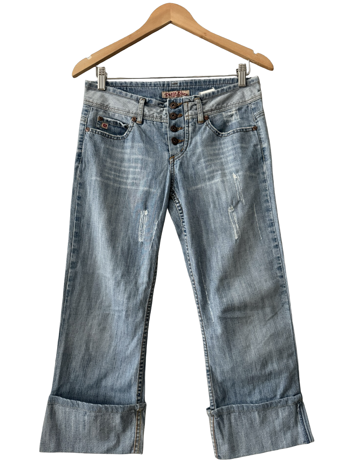 Vintage 90s Paris Blues Cuffed Capri Jeans (S)