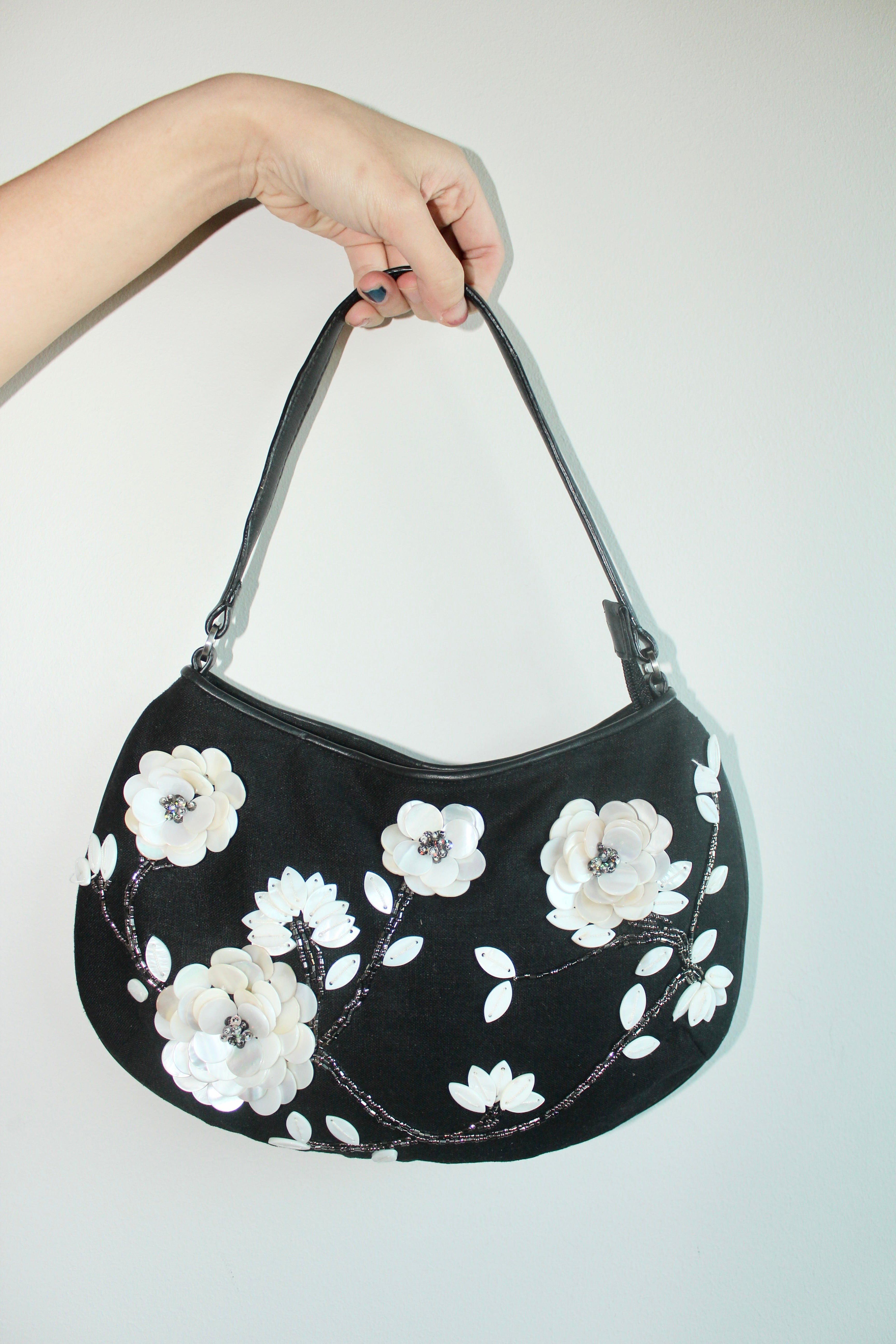 Vintage Floral Beaded Shoulder Purse