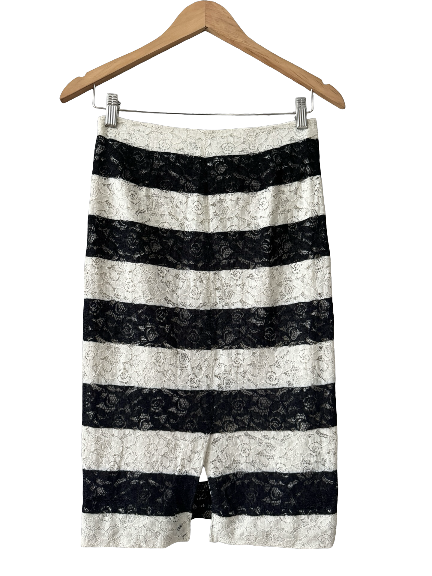 Vintage Black And Ivory Lace Midi Skirt (S)