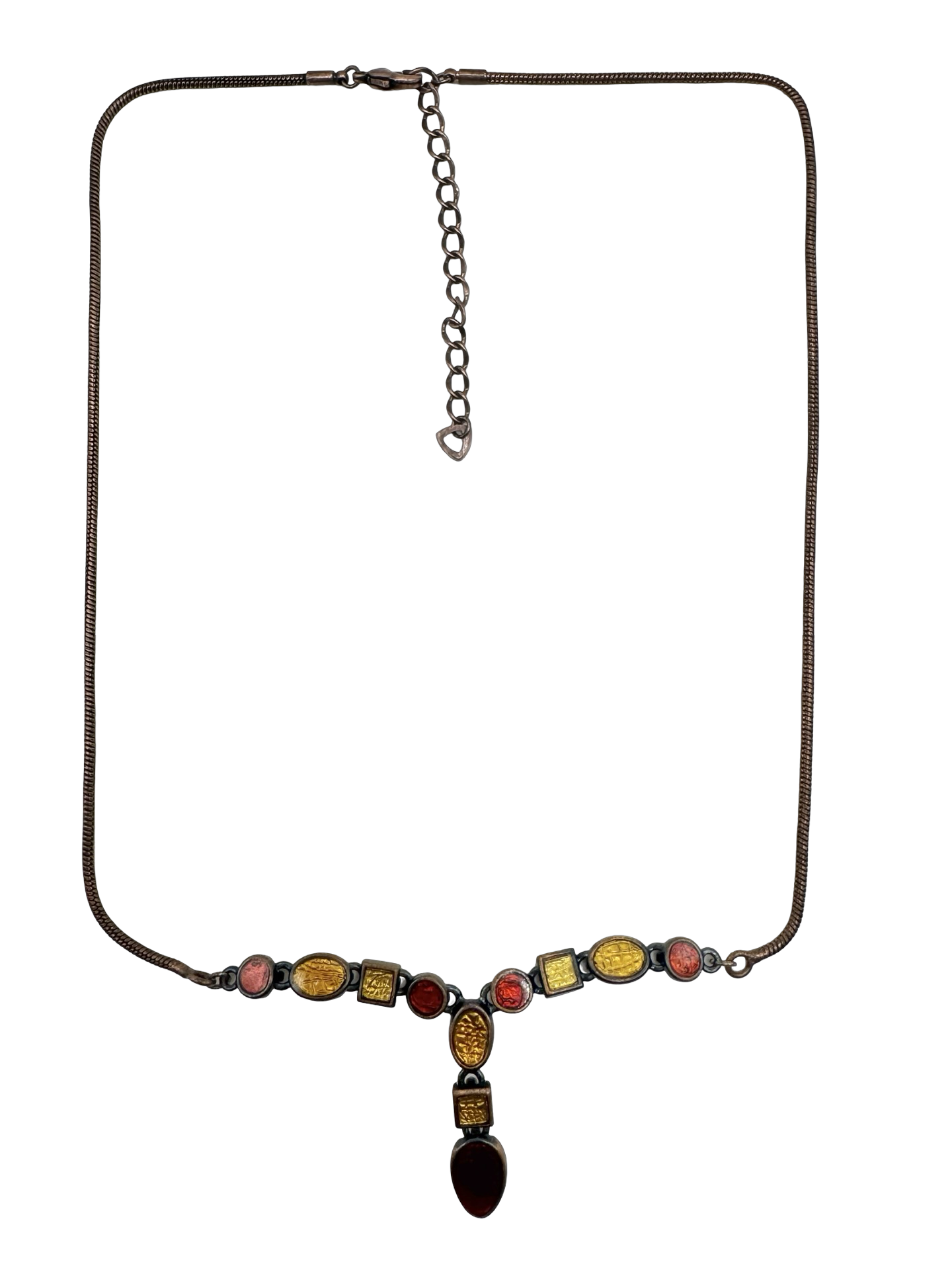 Vintage Retro Mosaic Drop Necklace
