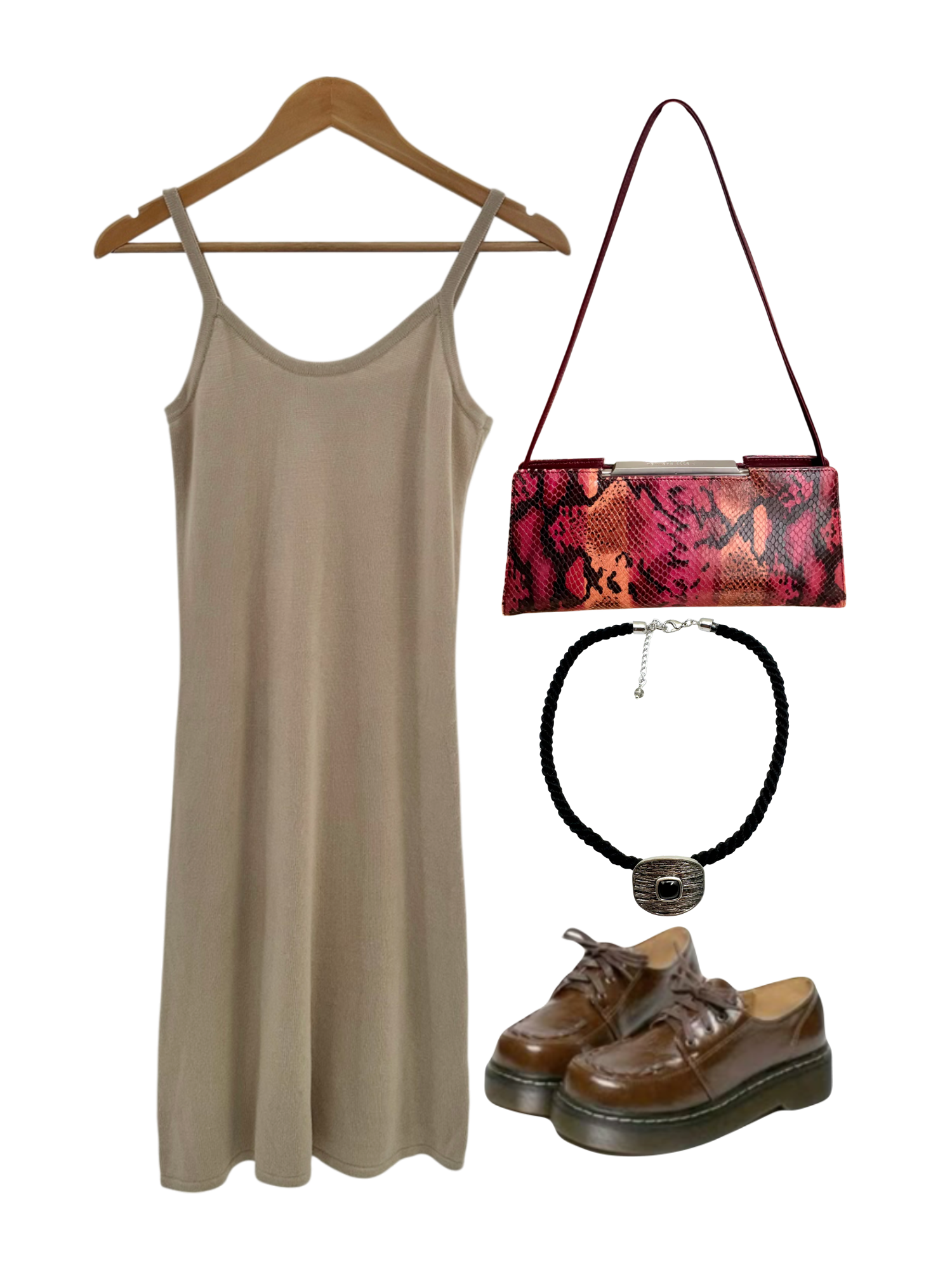 Vintage 90s Sand Knit Slip Dress (S)
