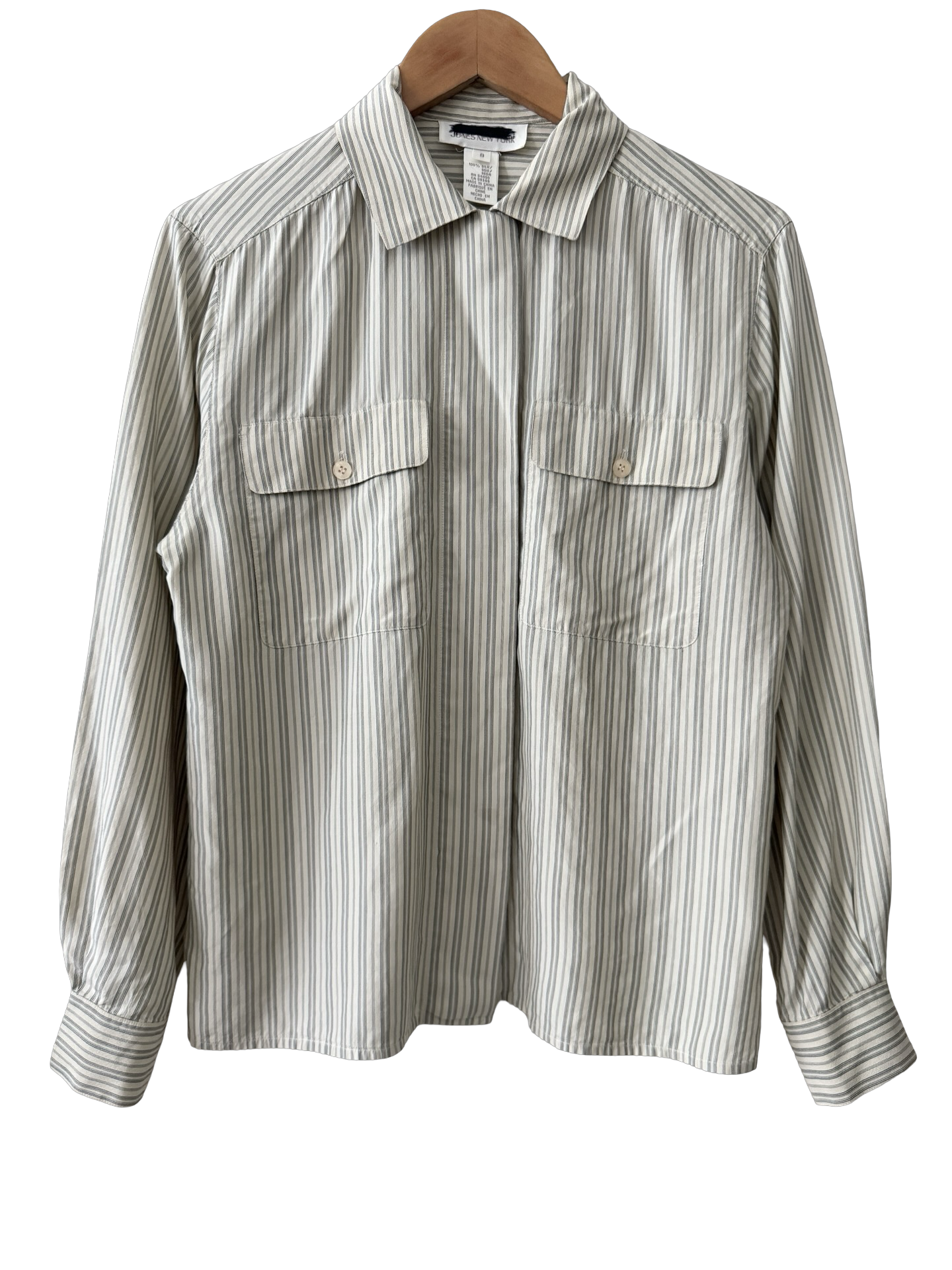 Vintage 90s Silk Stripe Button Top (M/L)