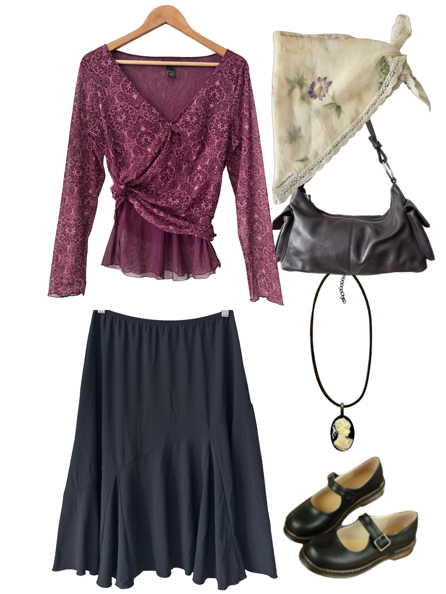 Vintage Y2K City Lights Gauzy Layered Top (L)