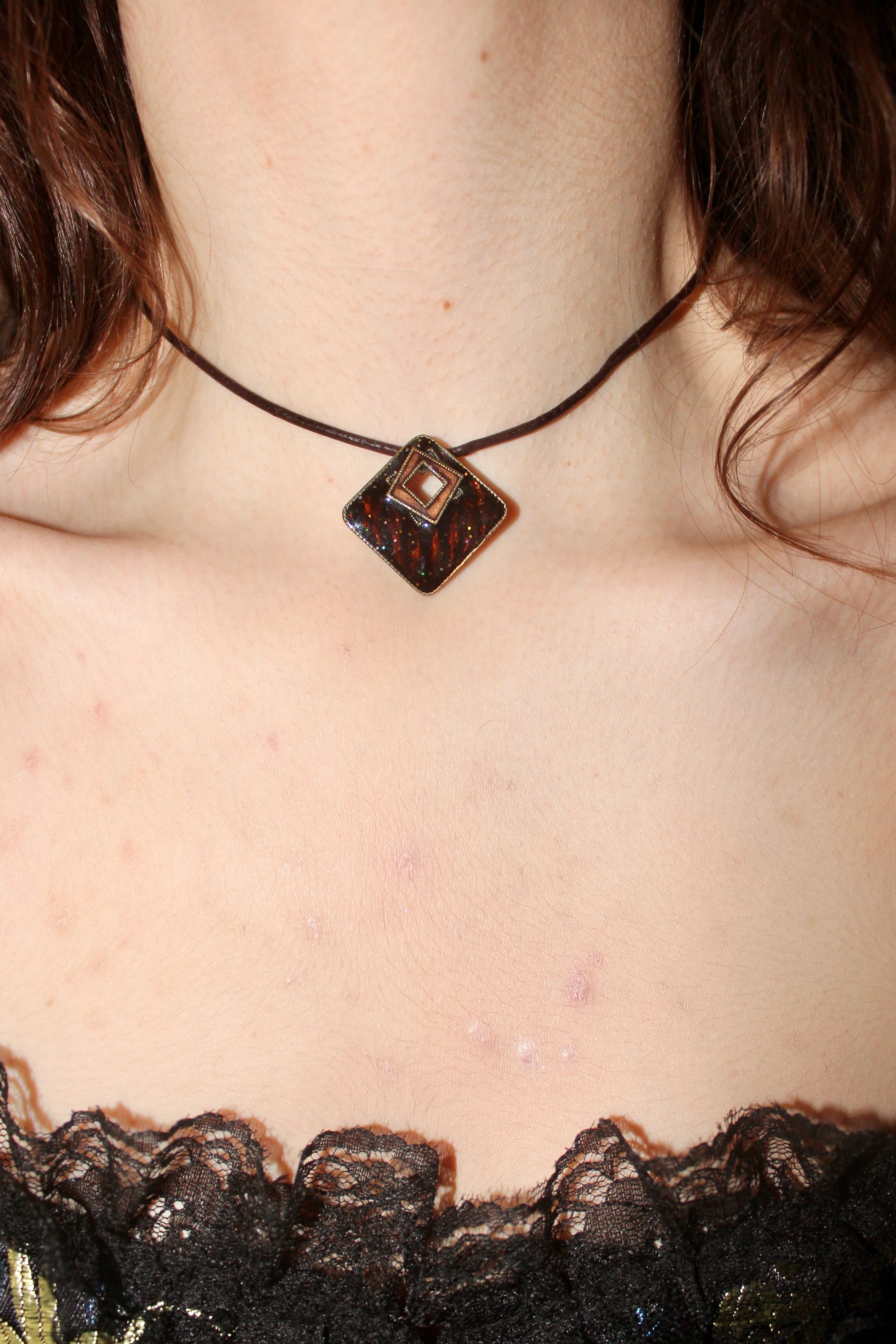 Cutout Square Pendant Choker