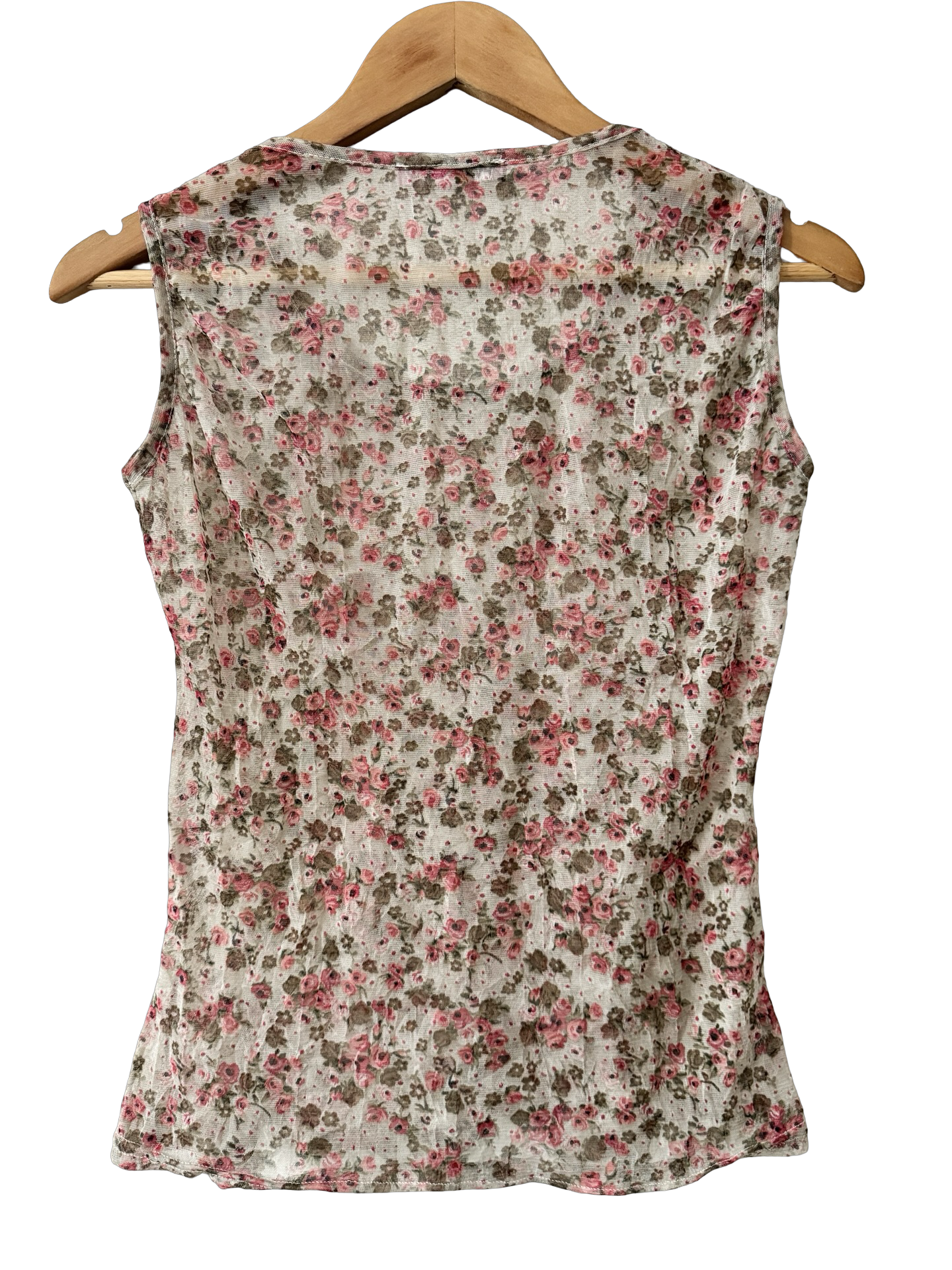 Vintage Y2K Romantic Floral Mesh Tank (M)
