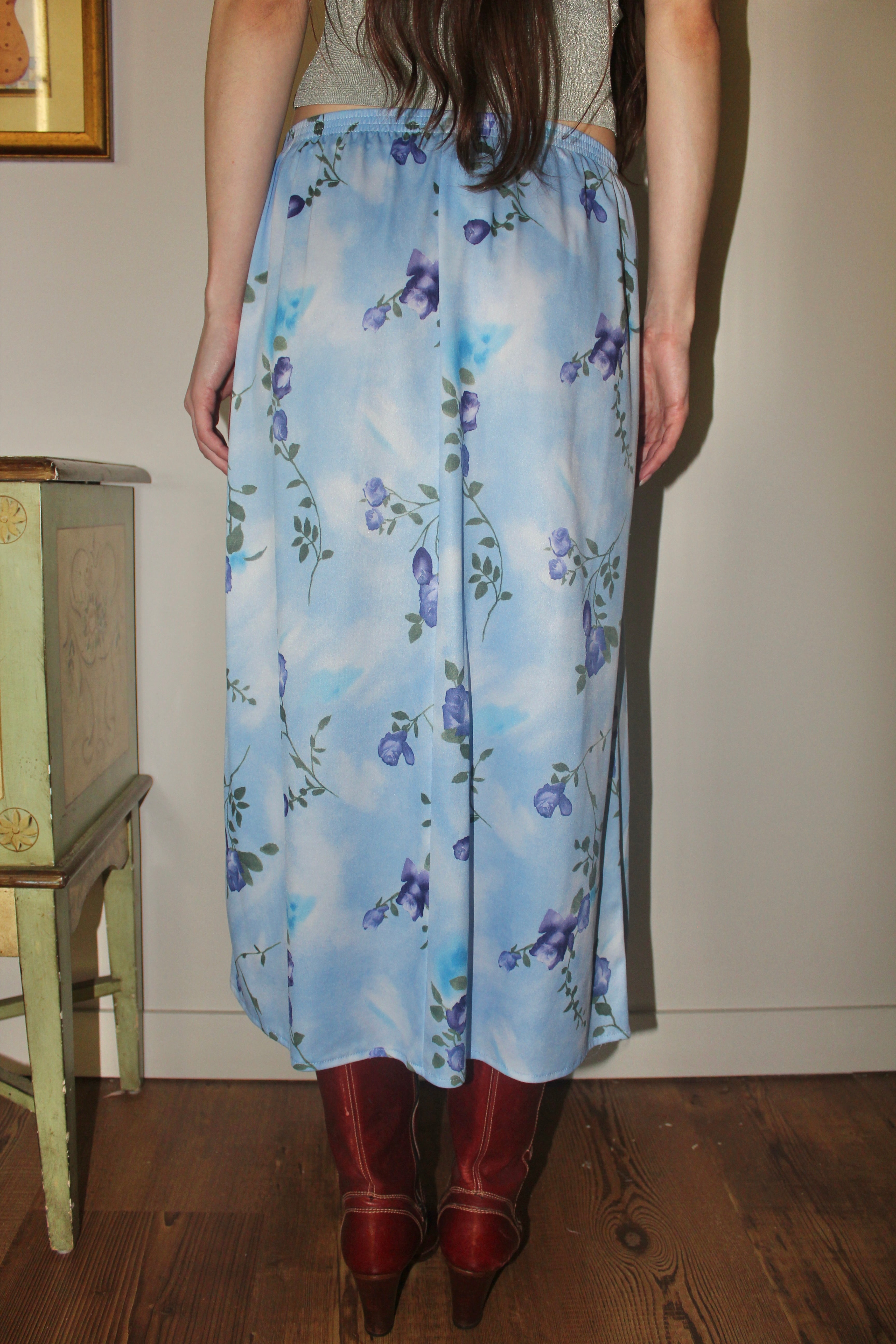 Vintage 90s Floral Midi Skirt (S)