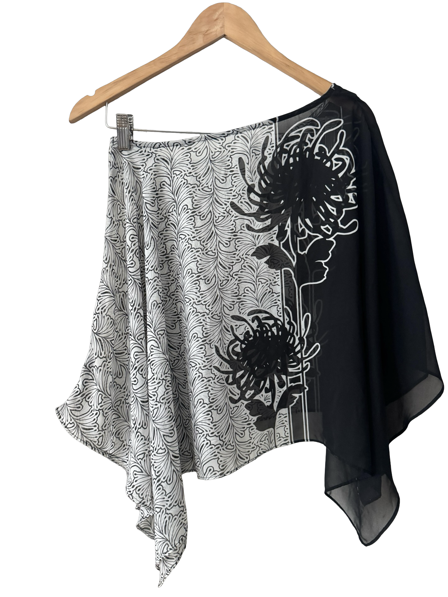 Vintage Y2K Noir Garden Asymmetrical Overlay Poncho (OS)