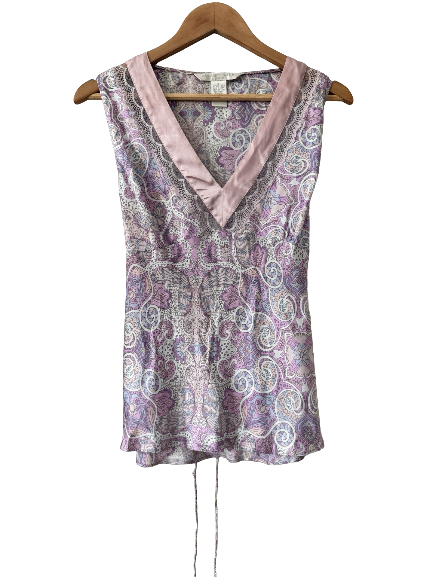 Vintage 90s Pastel Paisley Silk Tie Top (L)