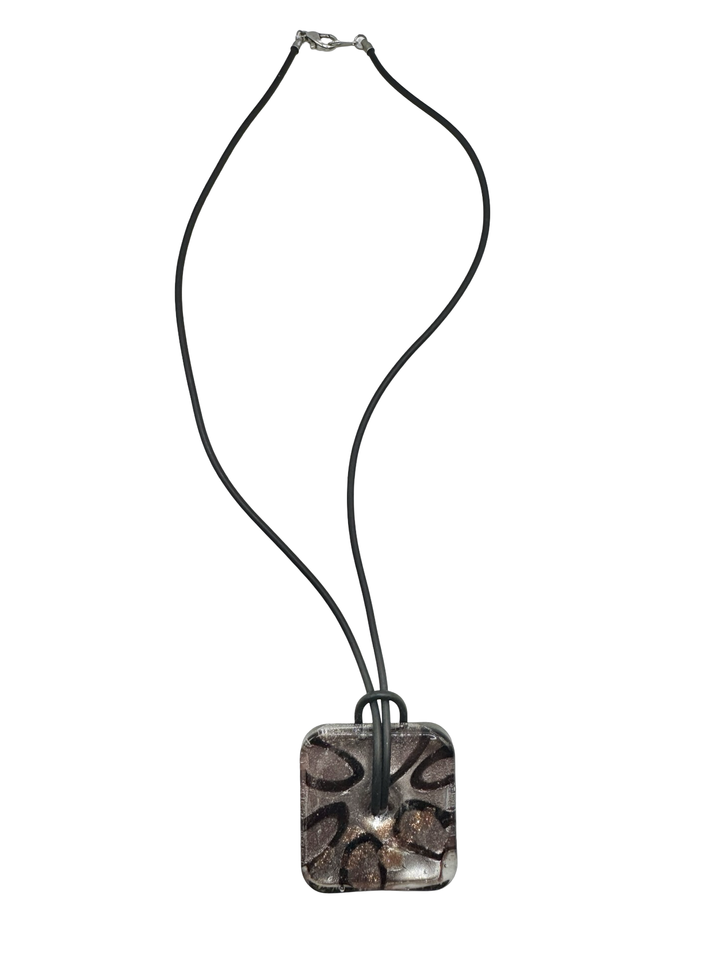 Vintage Y2K Abstract Art Glass Pendant Necklace