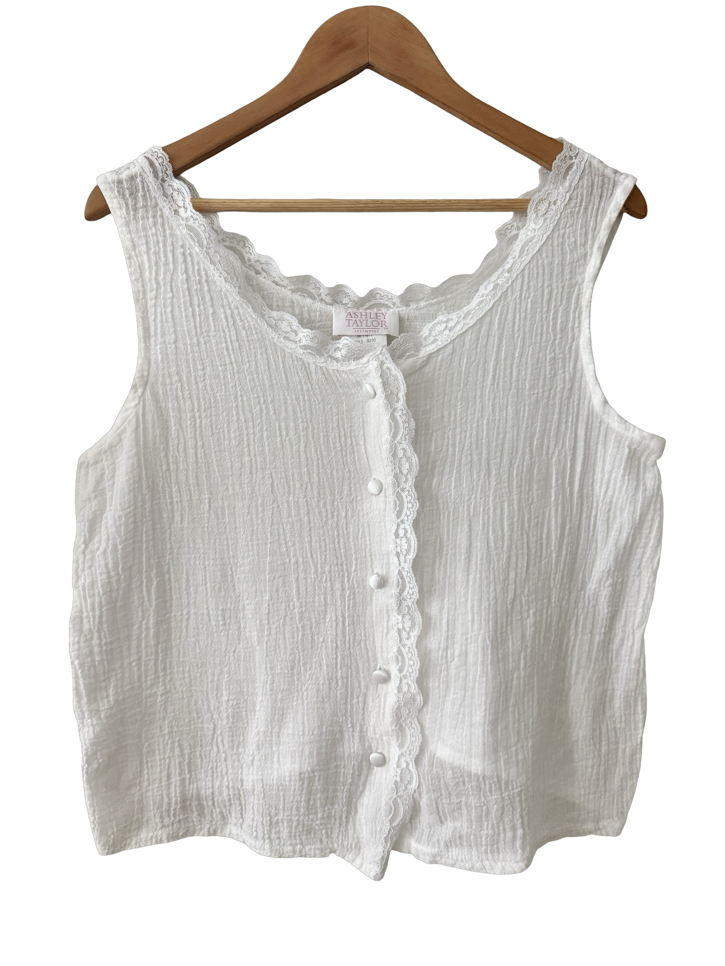 Vintage 90s Heirloom Lace Button Tank Top (L)