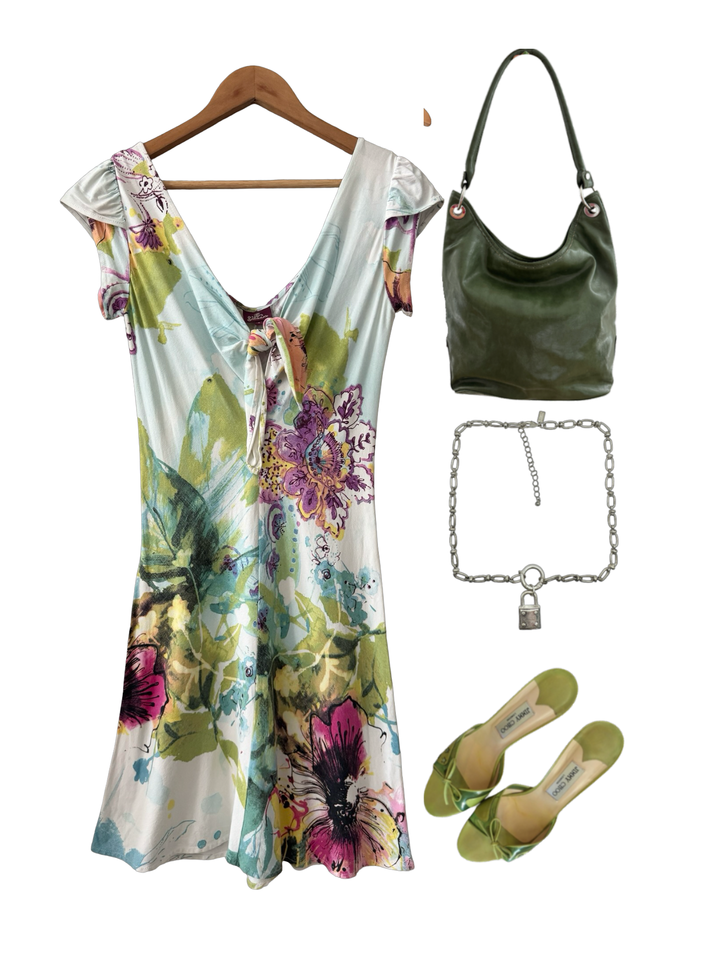 Vintage Y2K Secret Garden Tie Front Dress (S-M)