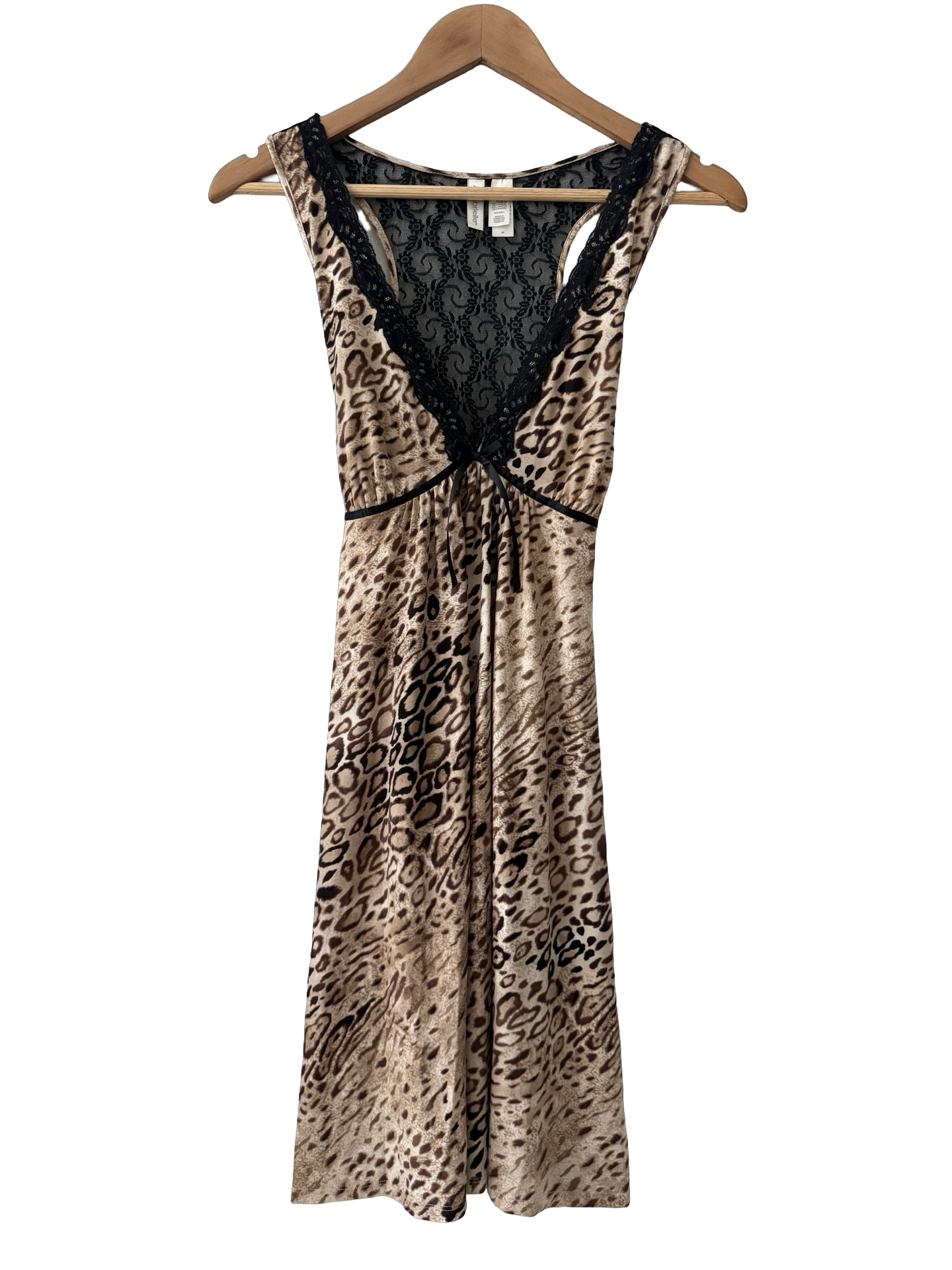 Vintage Y2K Wild Heart Leopard Slip Dress (M)