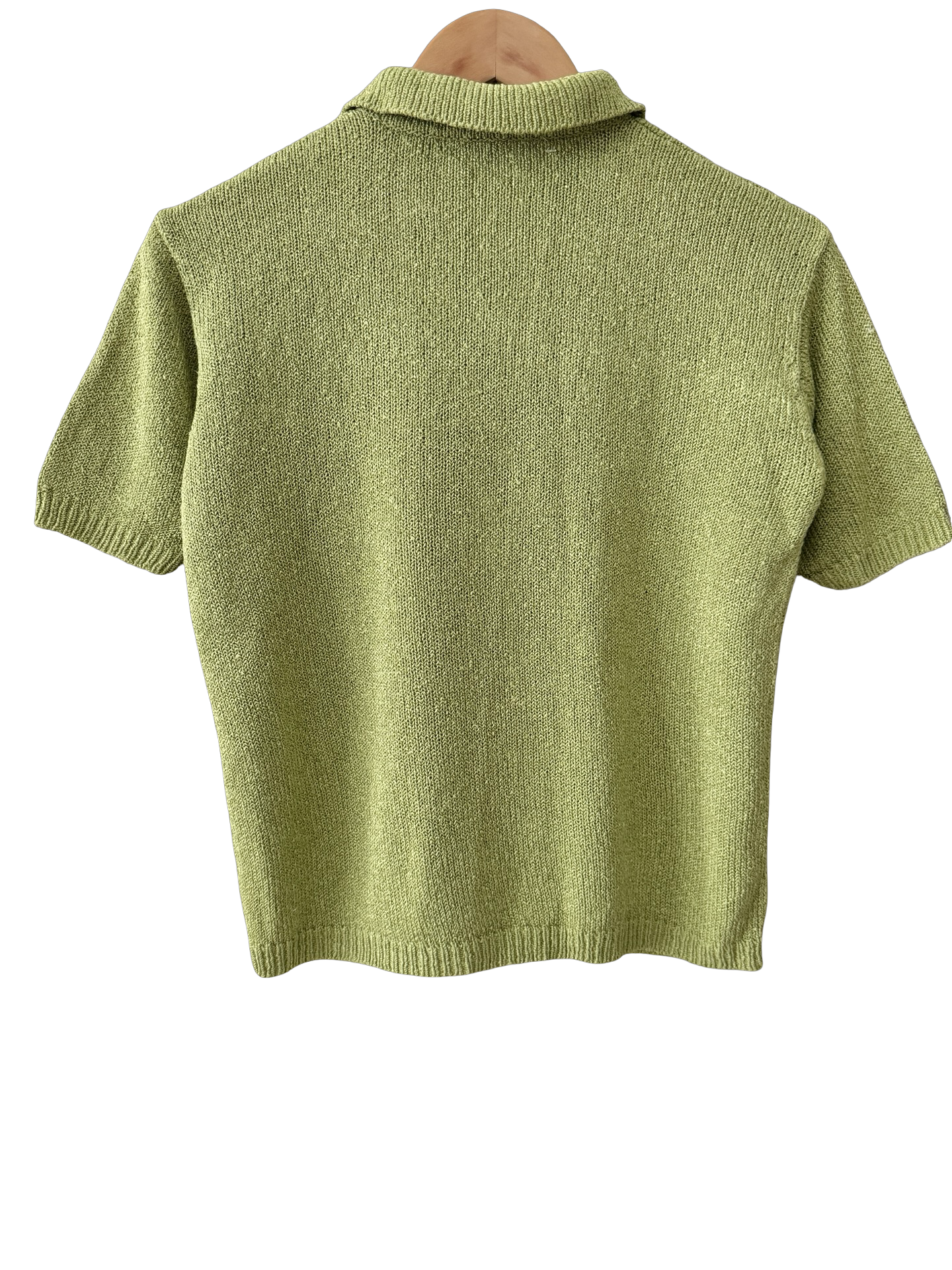 Vintage 90s Avocado Knit Polo Top (M)