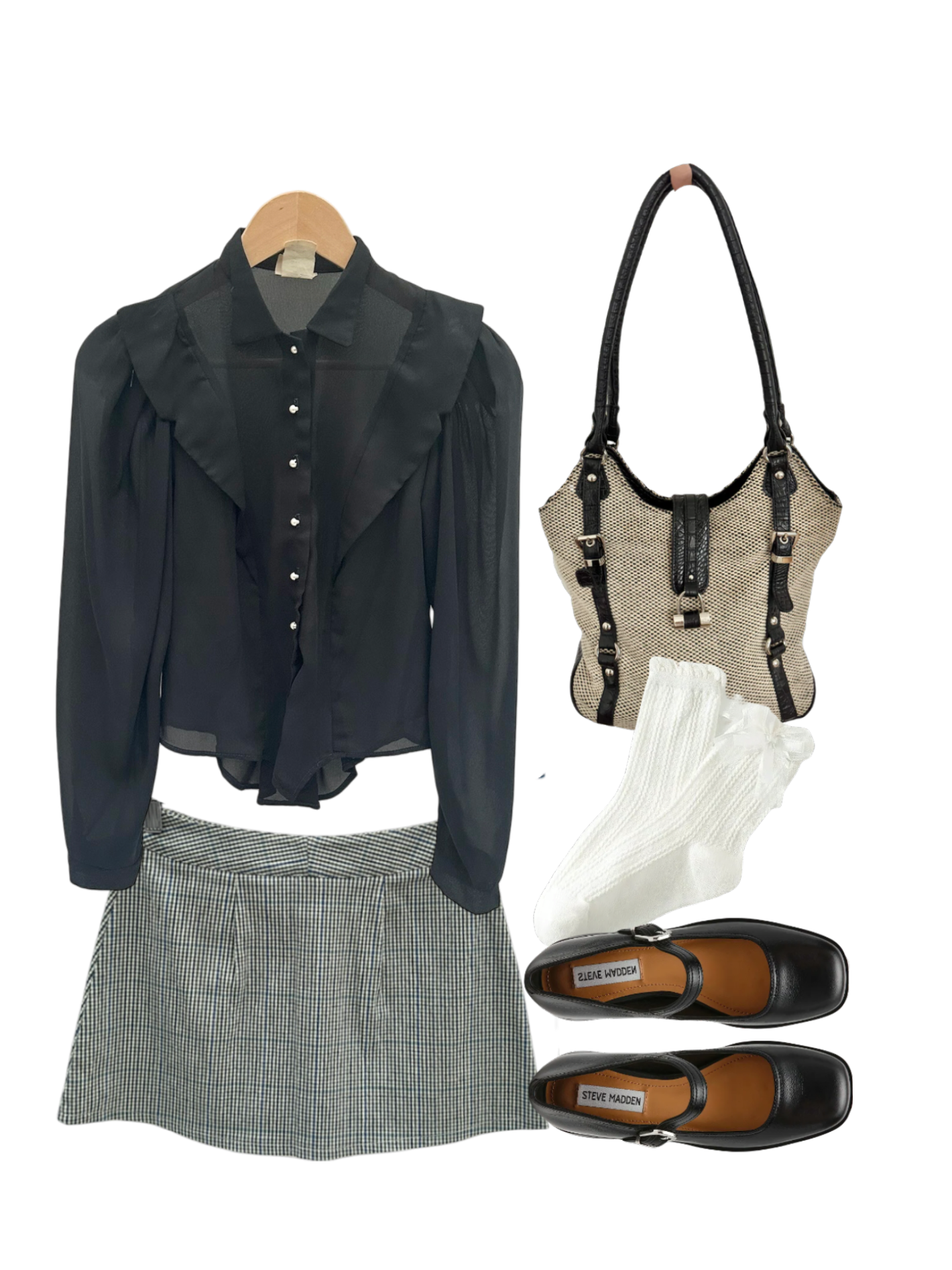 Vintage 90s Sheer Ruffled Poet Blouse (S/M)